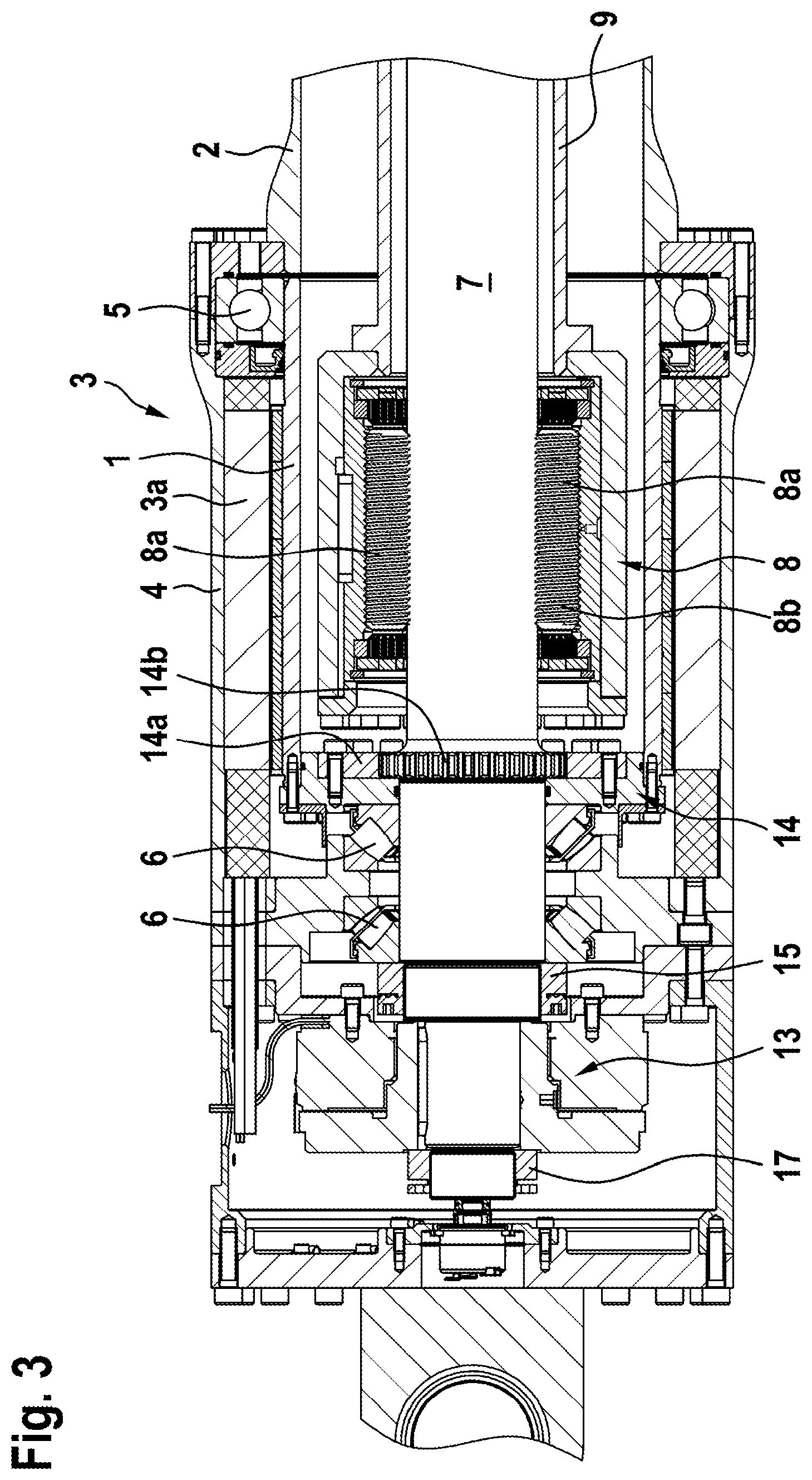 Patent US12320411 Figure 3 – Electromechanical linear actuator with hollow shaft motor
