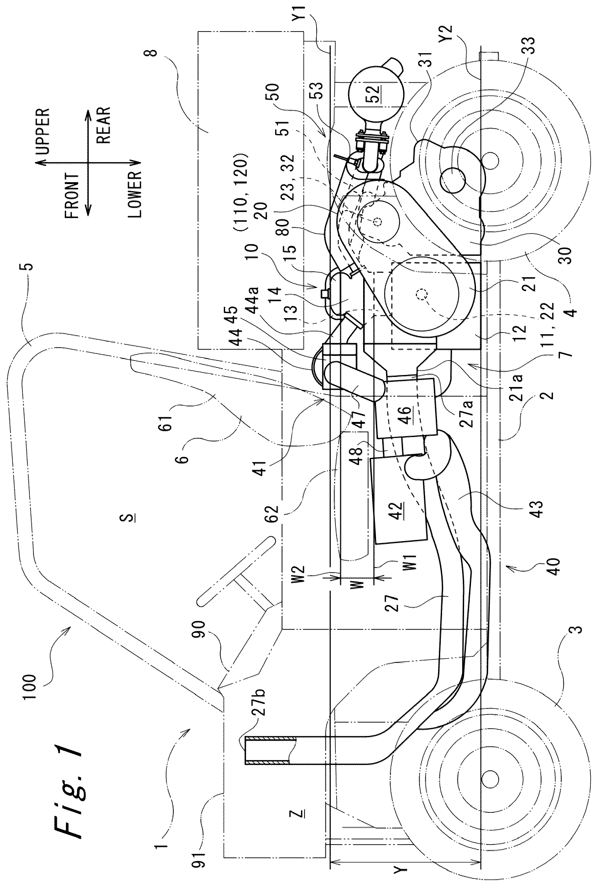 Patent US12320416 Figure 1 – Utility vehicle