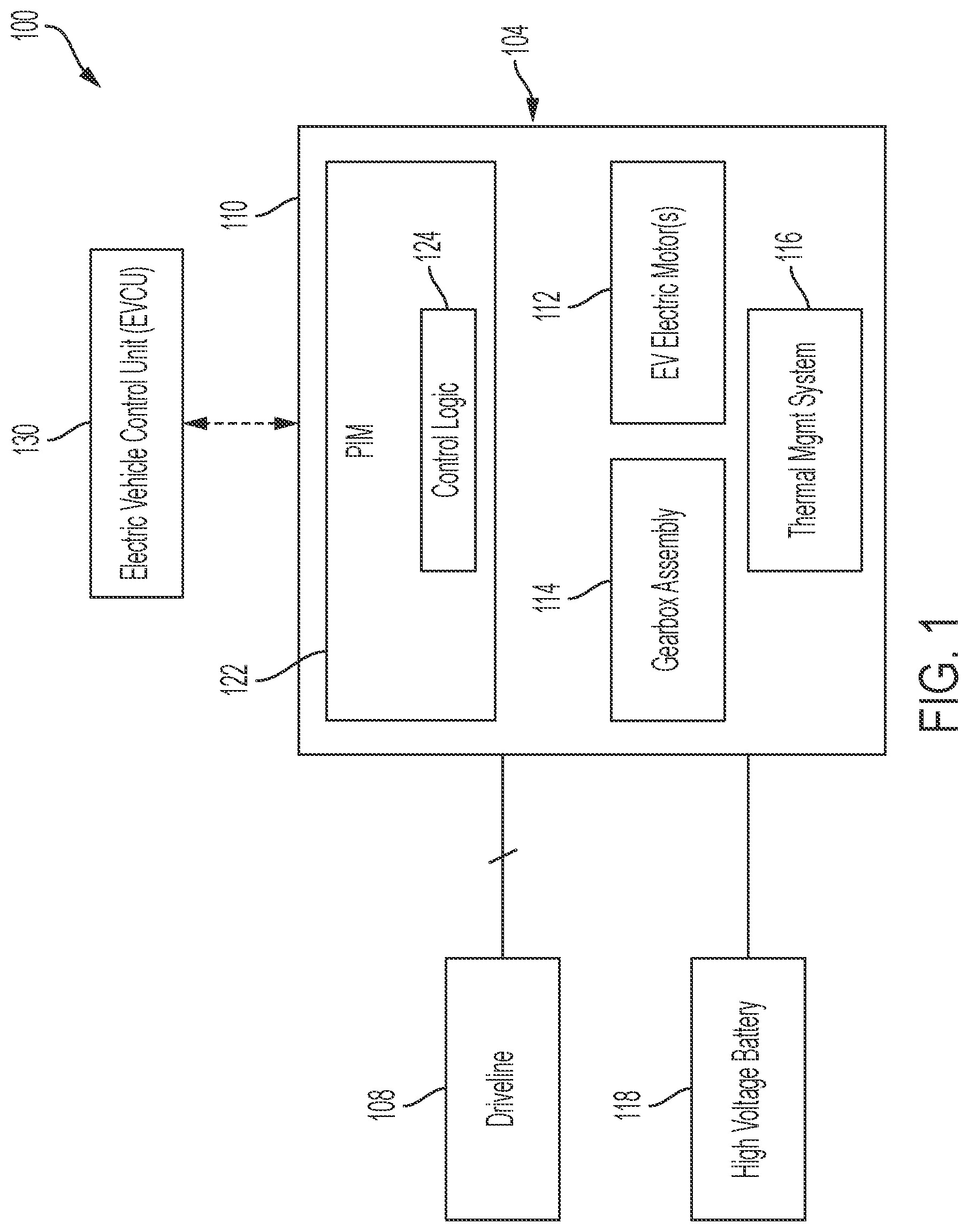 Patent US12320417 Figure 1 – Vehicle electric drive module with thermal management system