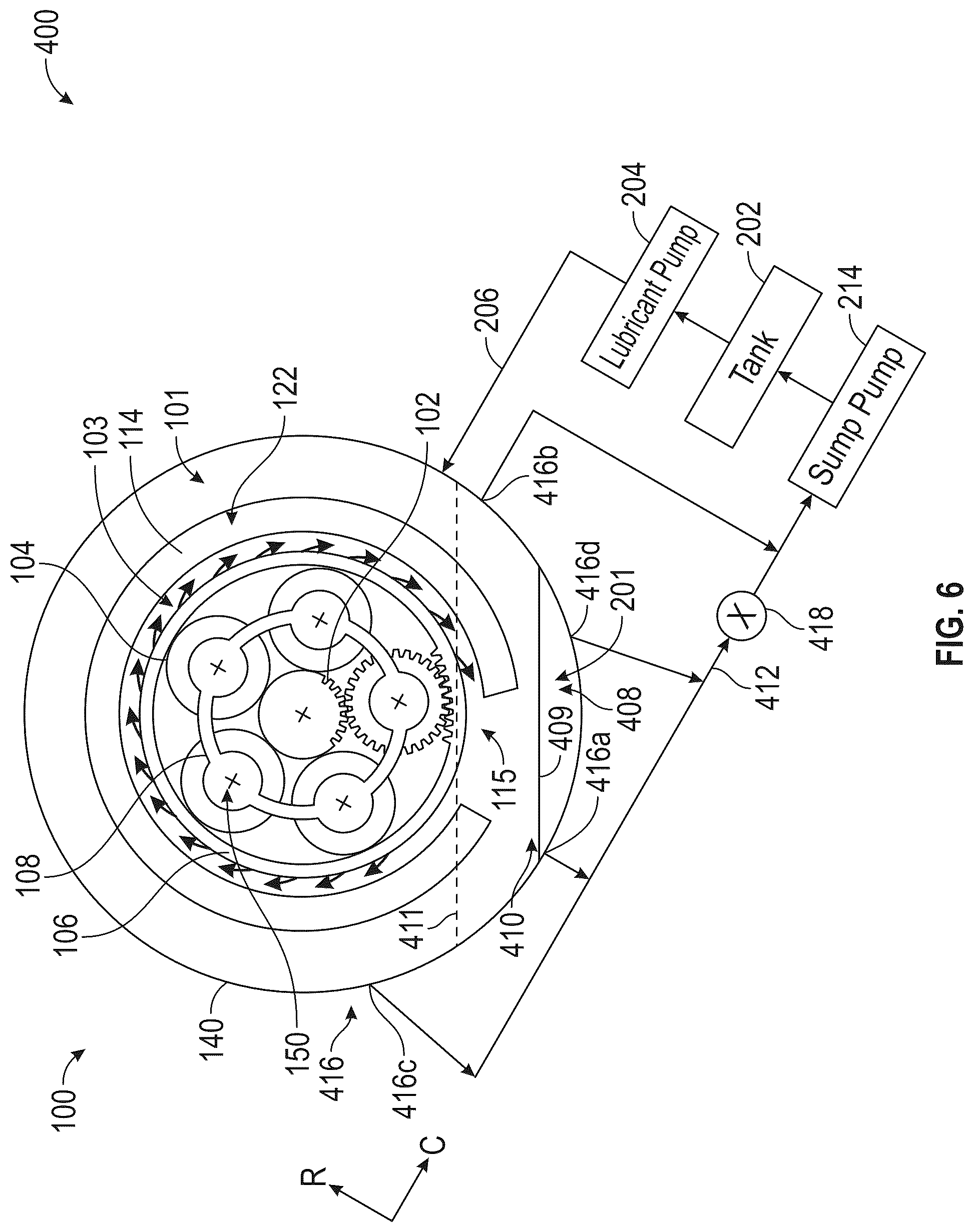Patent US12320418 Figure 8 – Gearbox assembly with lubricant extraction volume ratio
