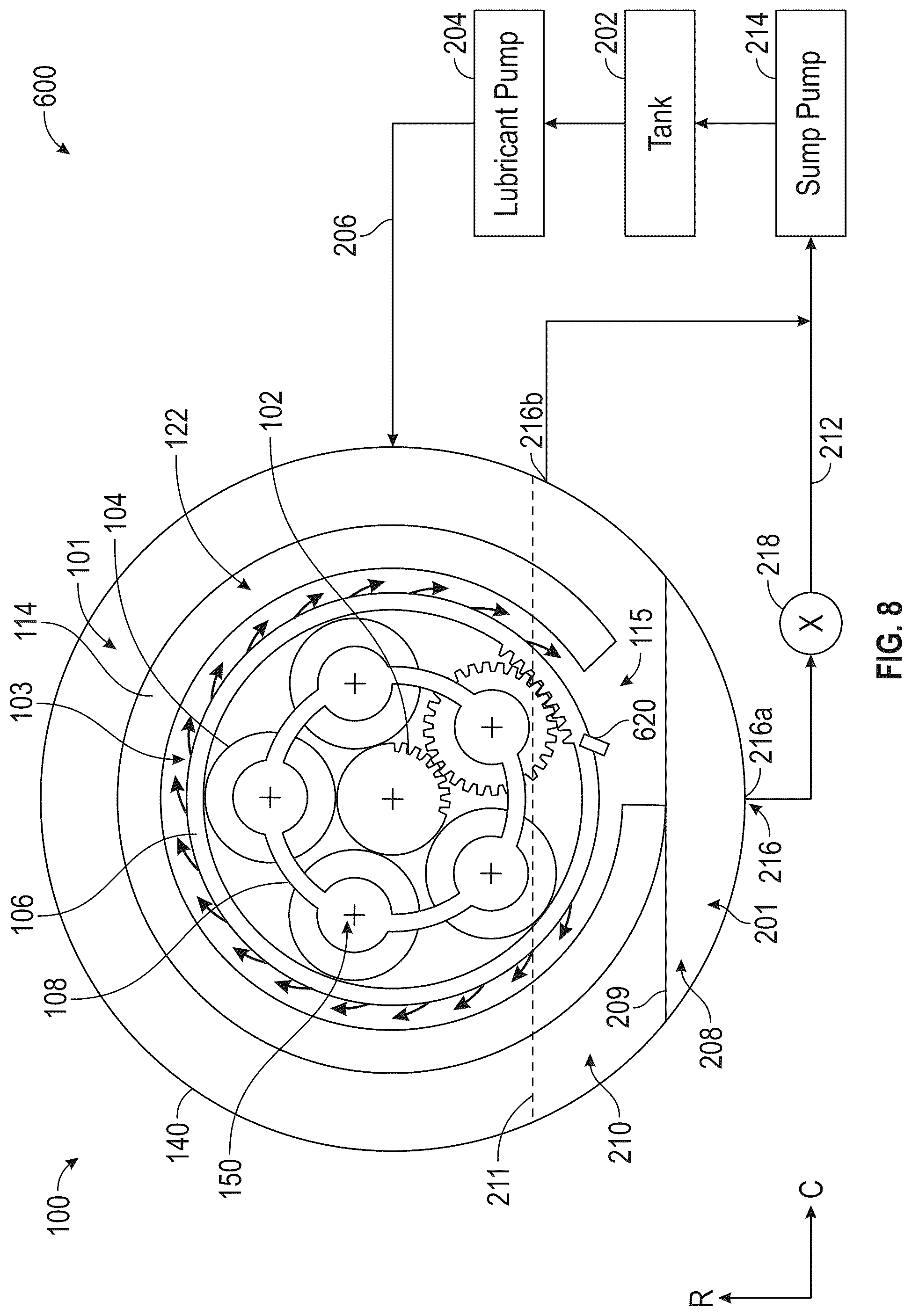 Patent US12320418 Figure 11 – Gearbox assembly with lubricant extraction volume ratio