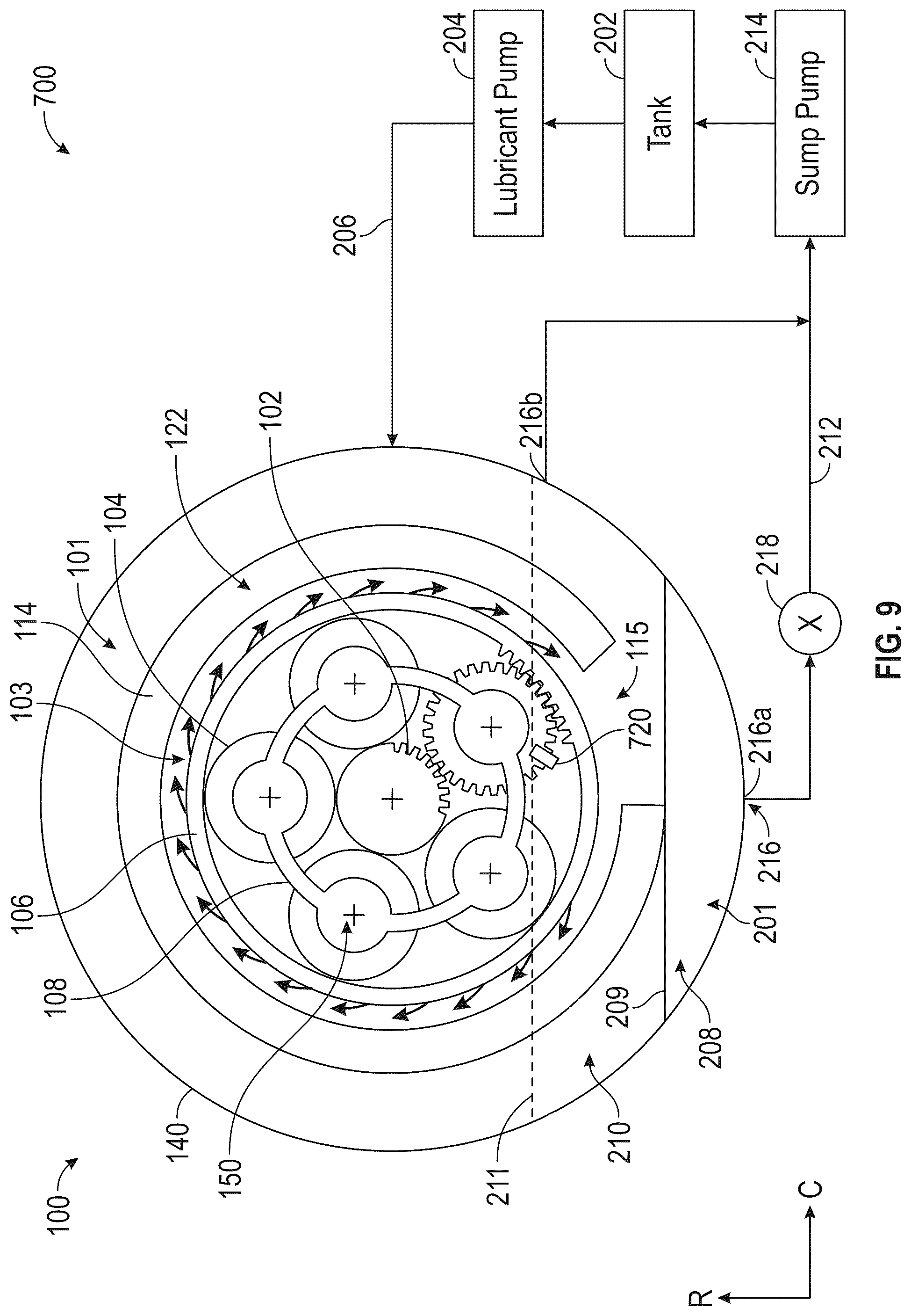 Patent US12320418 Figure 12 – Gearbox assembly with lubricant extraction volume ratio
