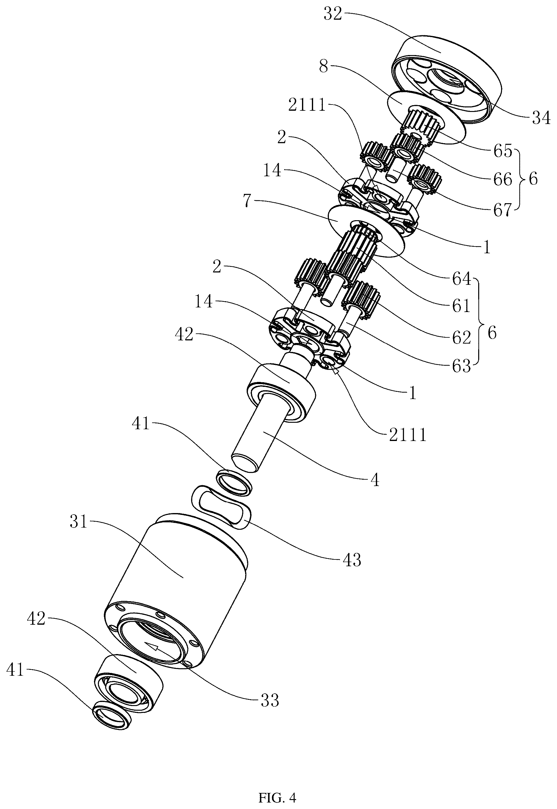 Patent US12320419 Figure 4 – Elastic buffering planet carrier and speed reducer