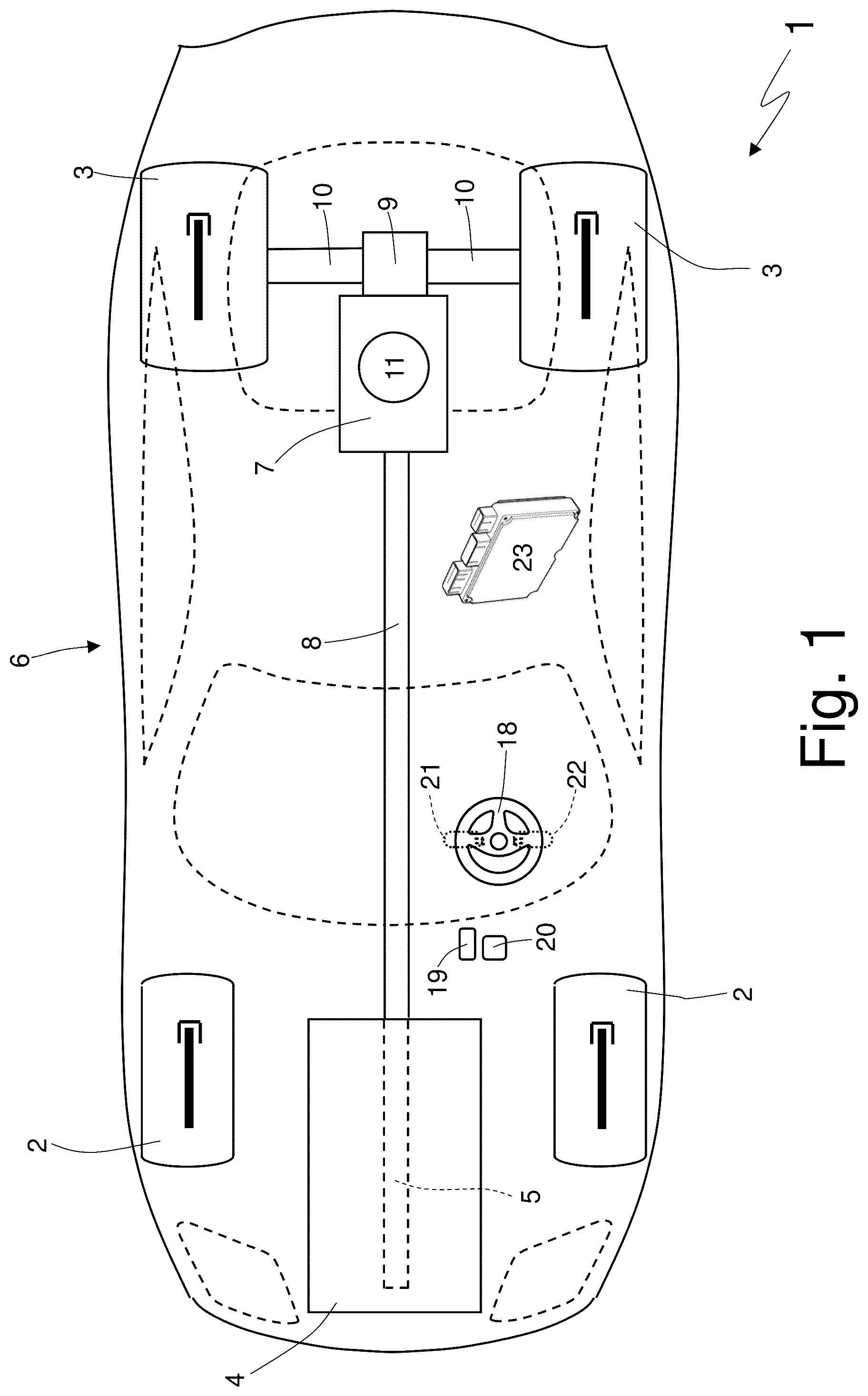 Patent US12320421 Figure 1 – Control method for carrying out a gear shift in a transmission provided with a clutch gearbox