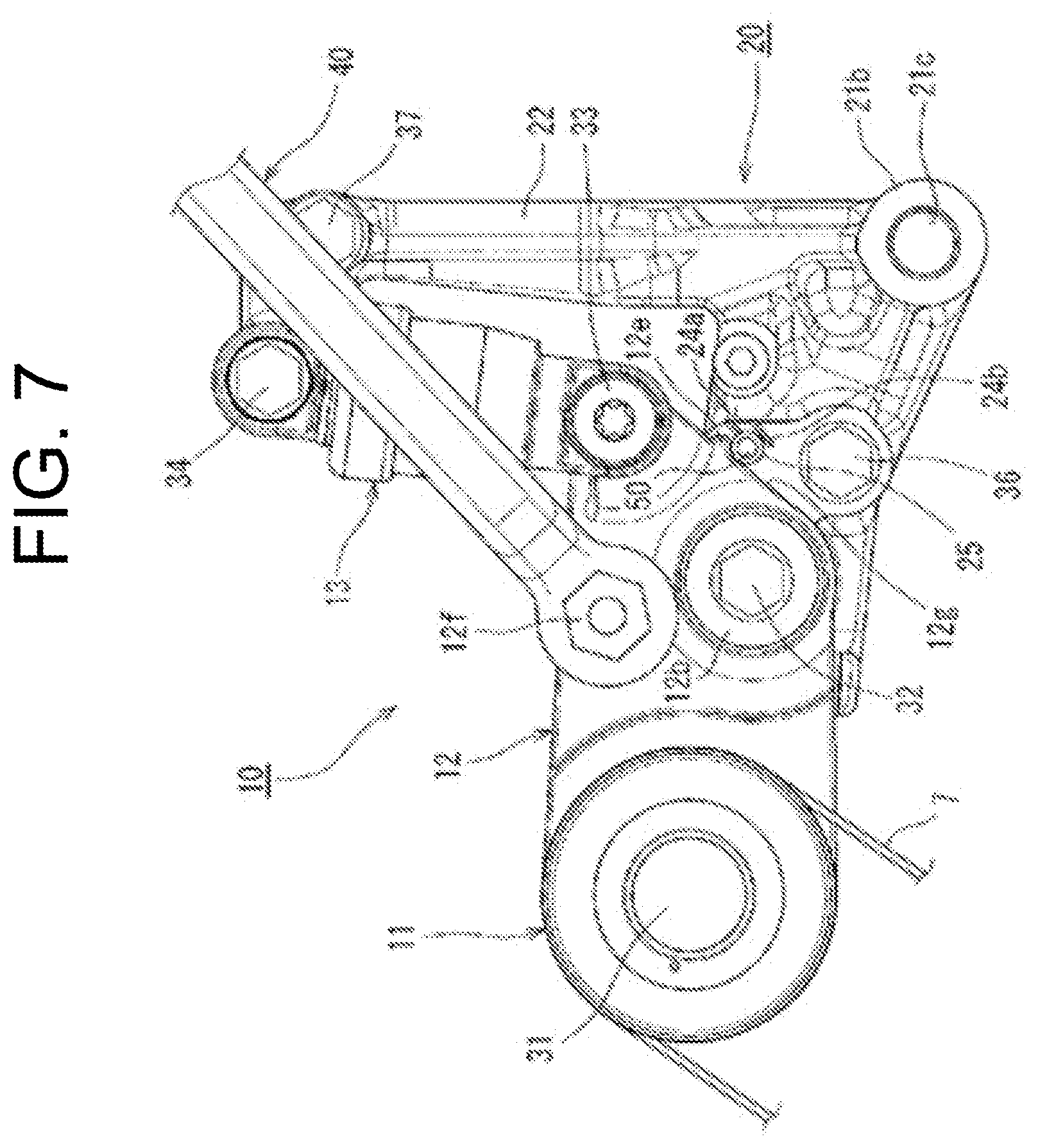 Patent US12320423 Figure 7 – Attachment structure of auto tensioner