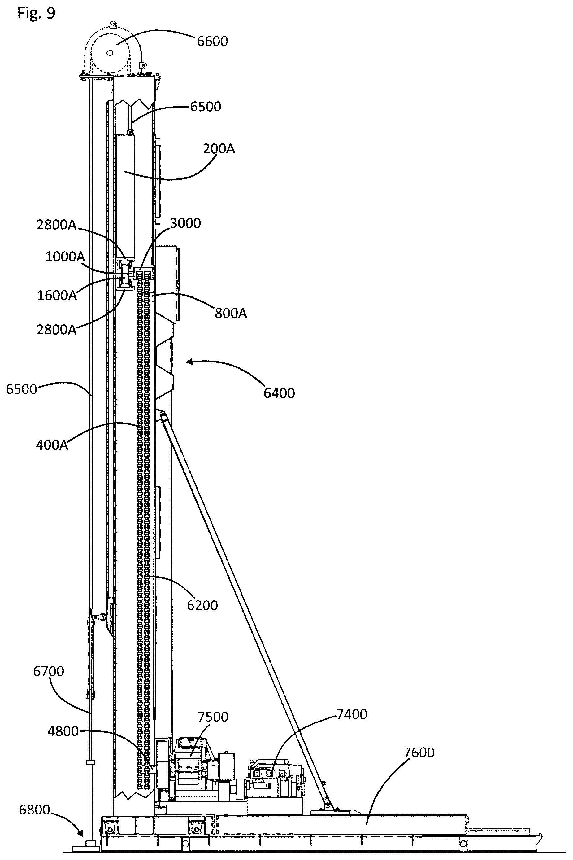 Patent US12320424 Figure 9 – Lifting mechanism for belt type pumping unit