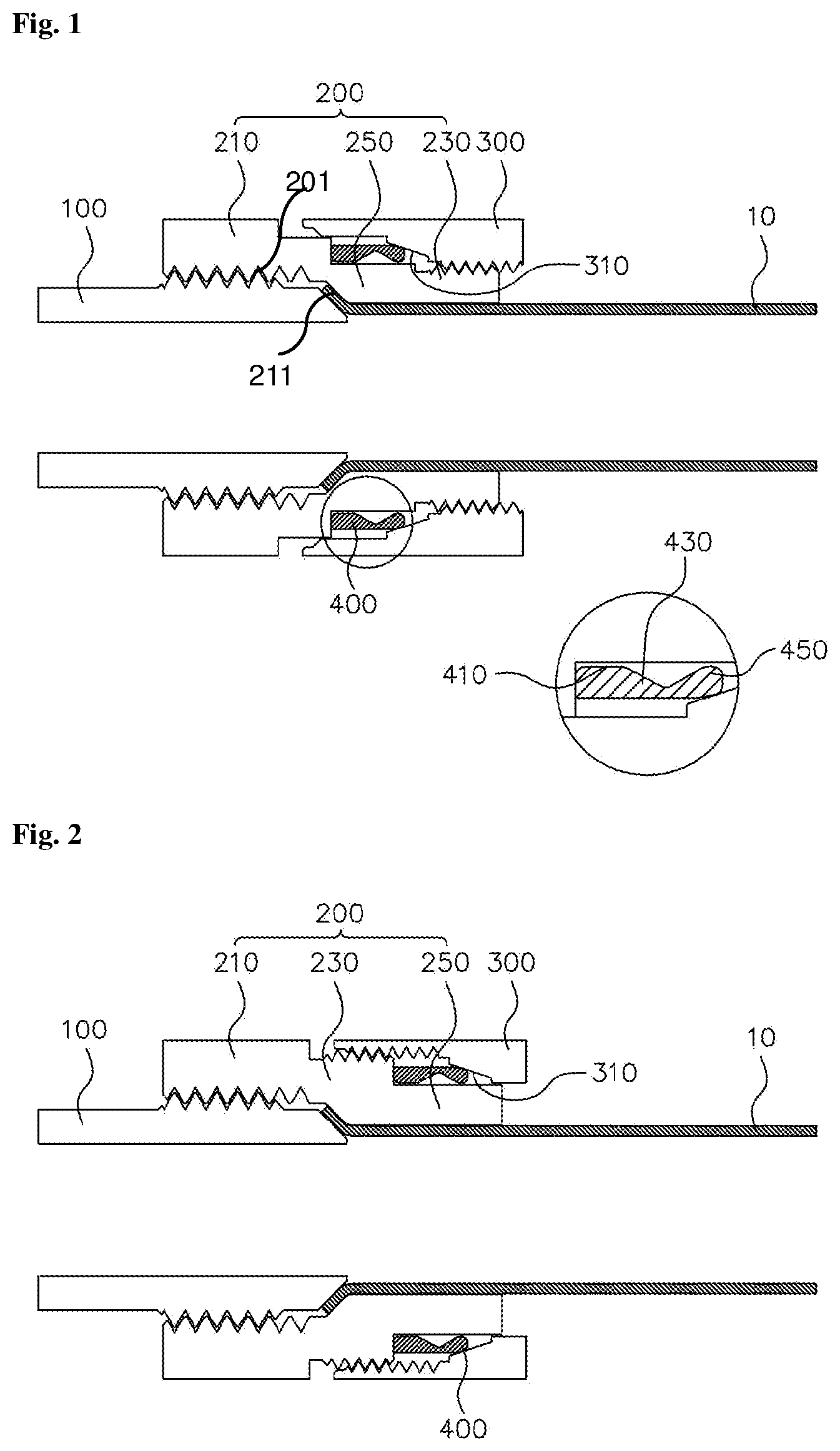 Patent US12320450 Figure 1 – Pipe fitting apparatus providing easy locking with appropriate torque