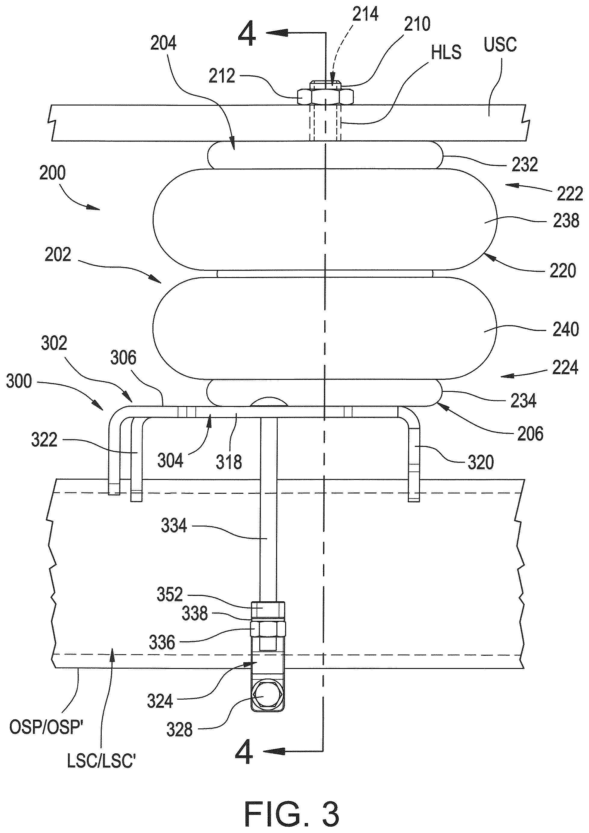 Patent US12320454 Figure 3 – Mounting bracket assemblies as well as suspension assemblies, kits and methods including same