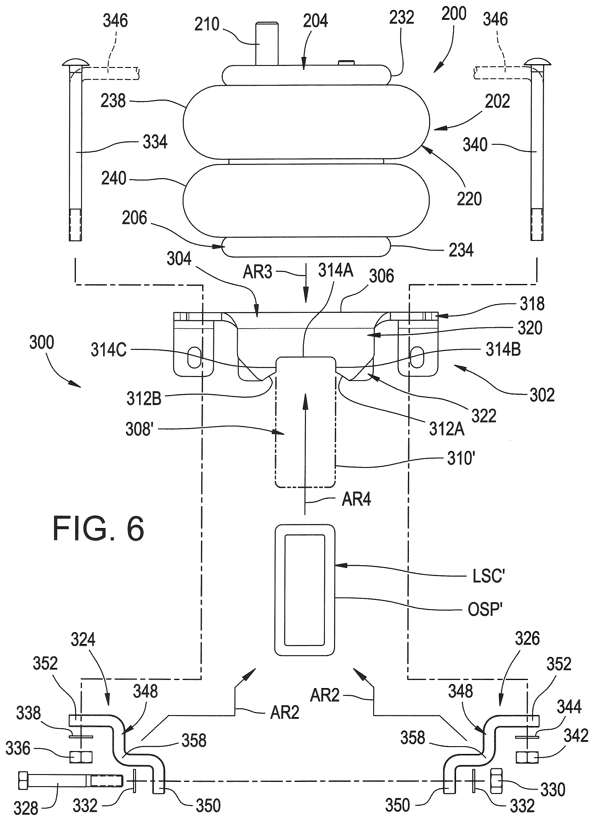 Patent US12320454 Figure 6 – Mounting bracket assemblies as well as suspension assemblies, kits and methods including same