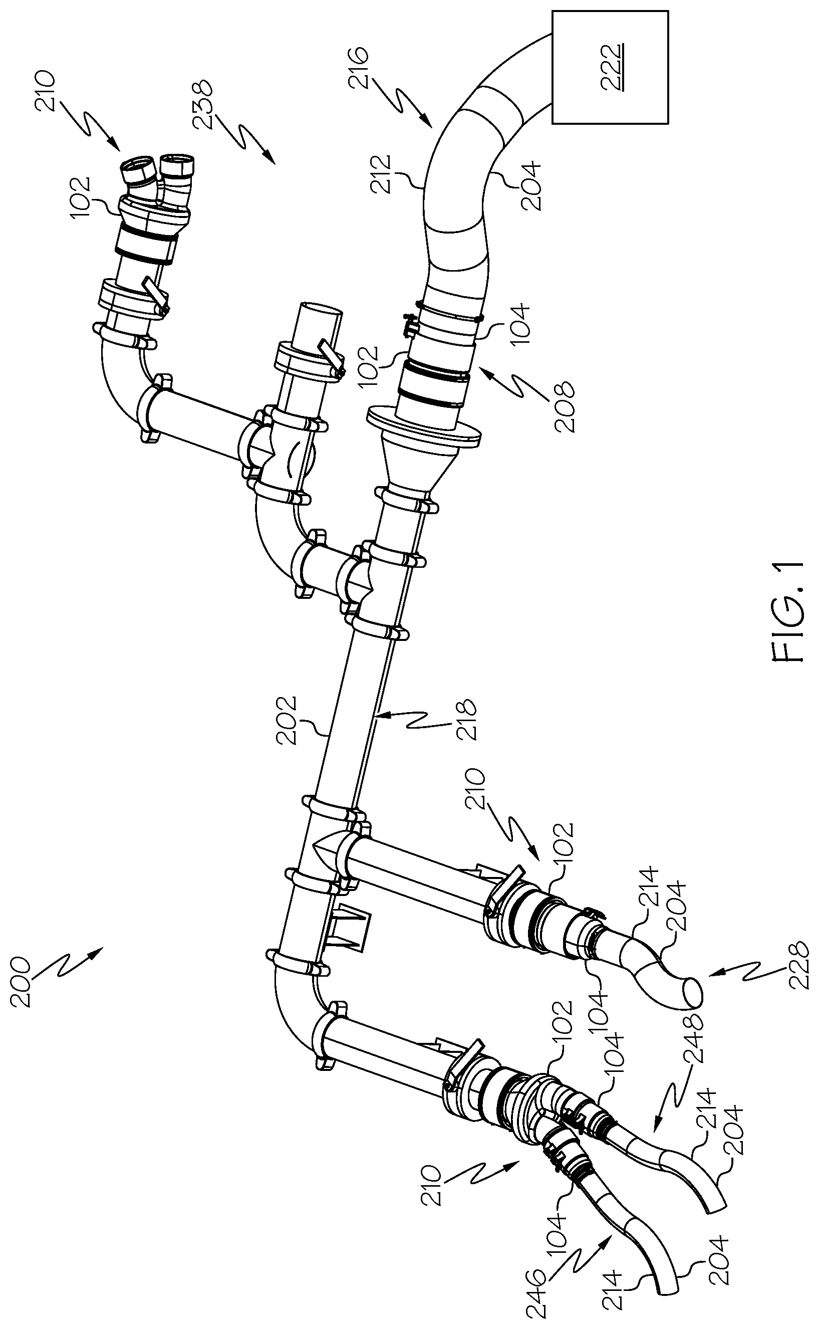 Patent US12320457 Figure 1 – Systems and methods for conveying gas and twist-lock connectors for the same