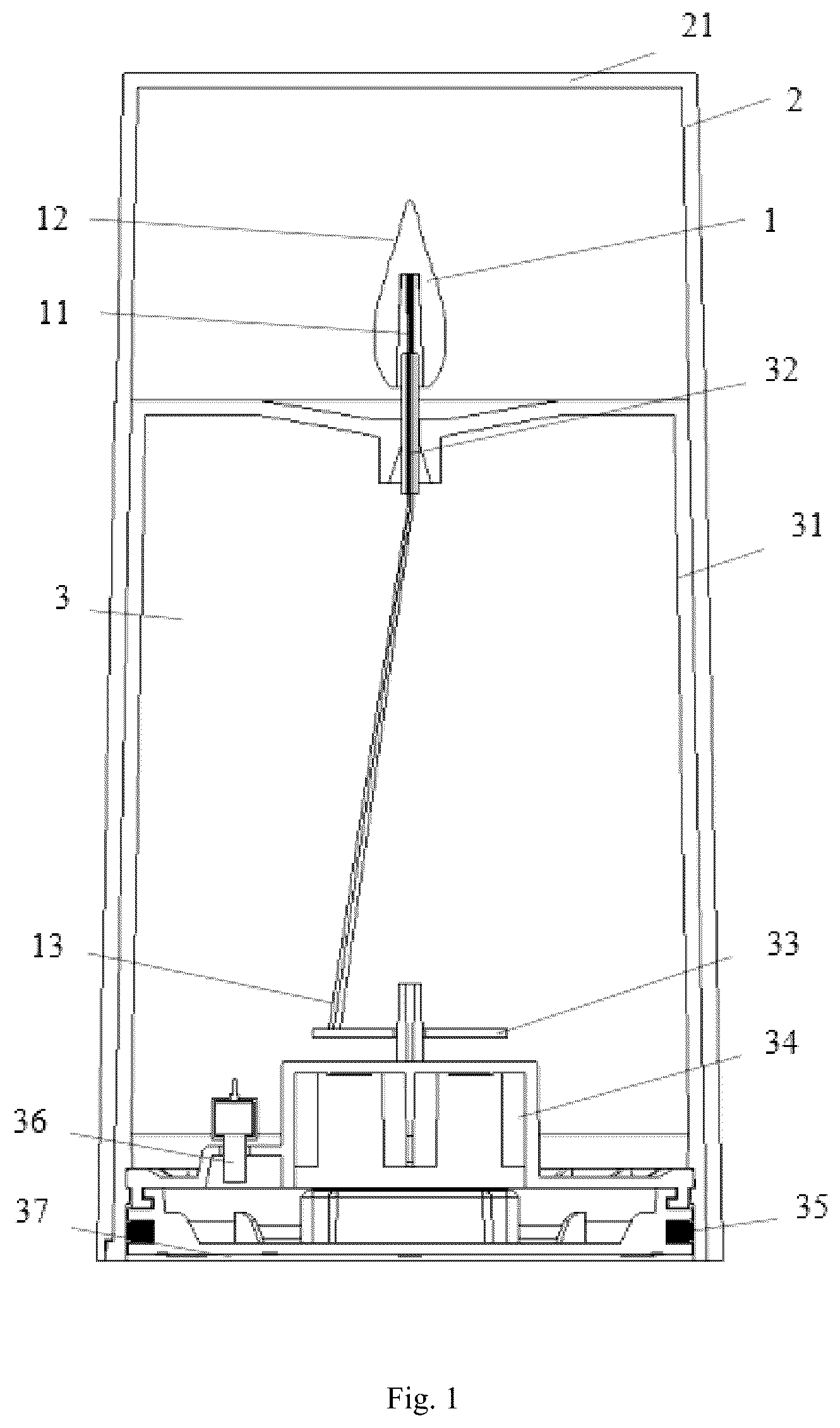 Patent US12320480 Figure 1 – Artificial flame luminaire