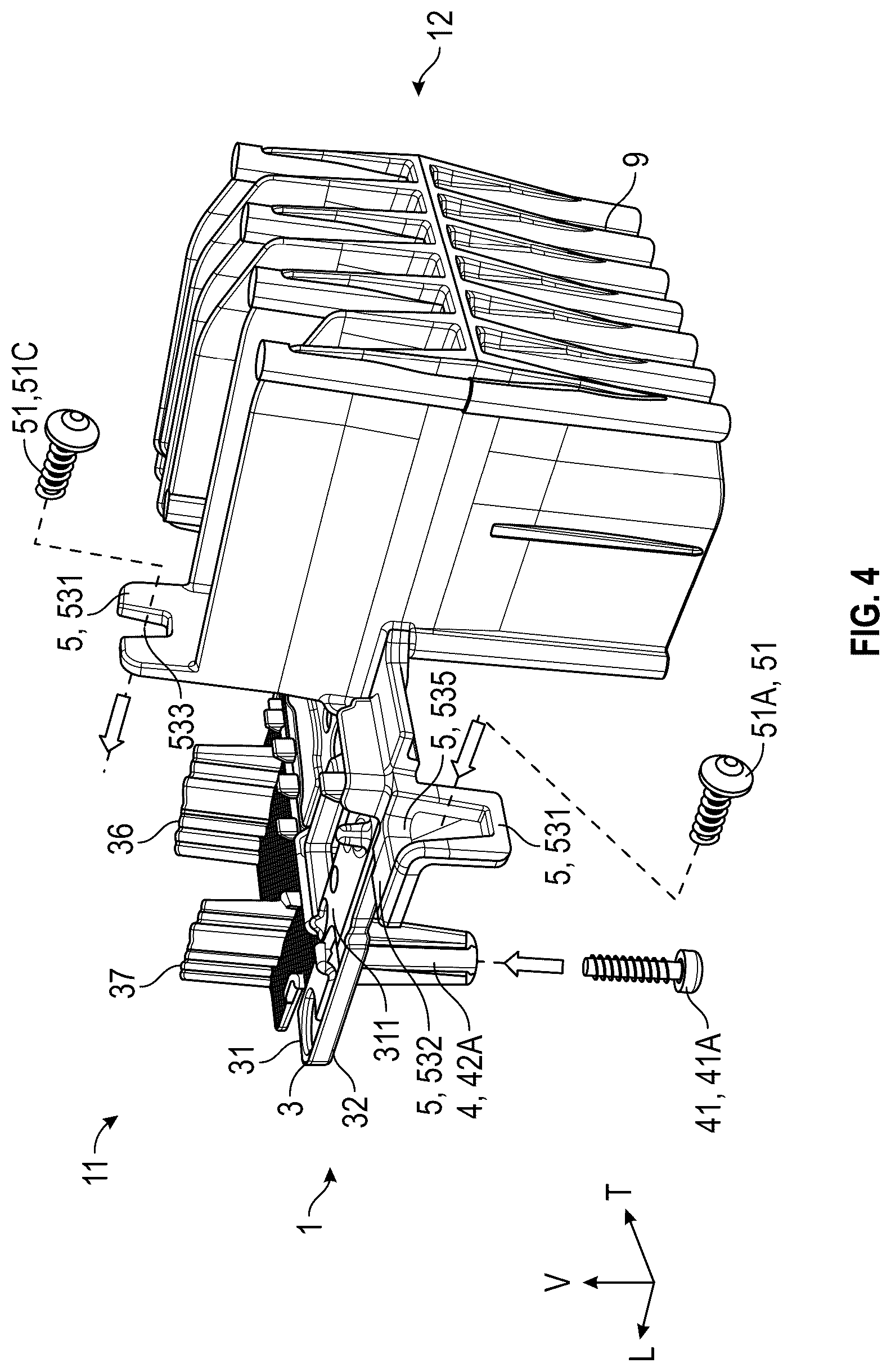 Patent US12320481 Figure 4 – Light module intended for being attached to a light device of a motor vehicle