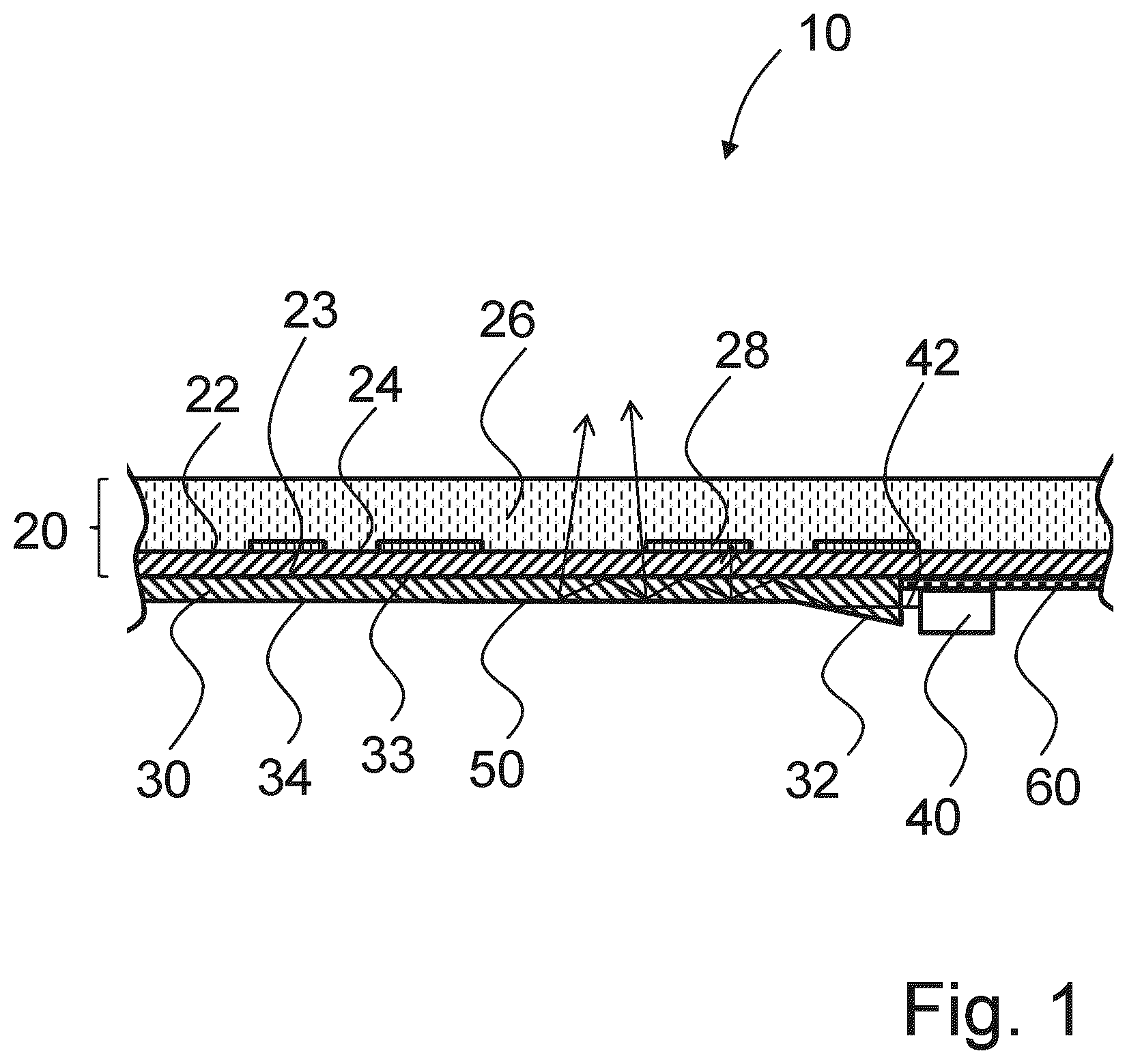 Patent US12320482 Figure 1 – Lighting component, transportation device and method for producing a lighting component