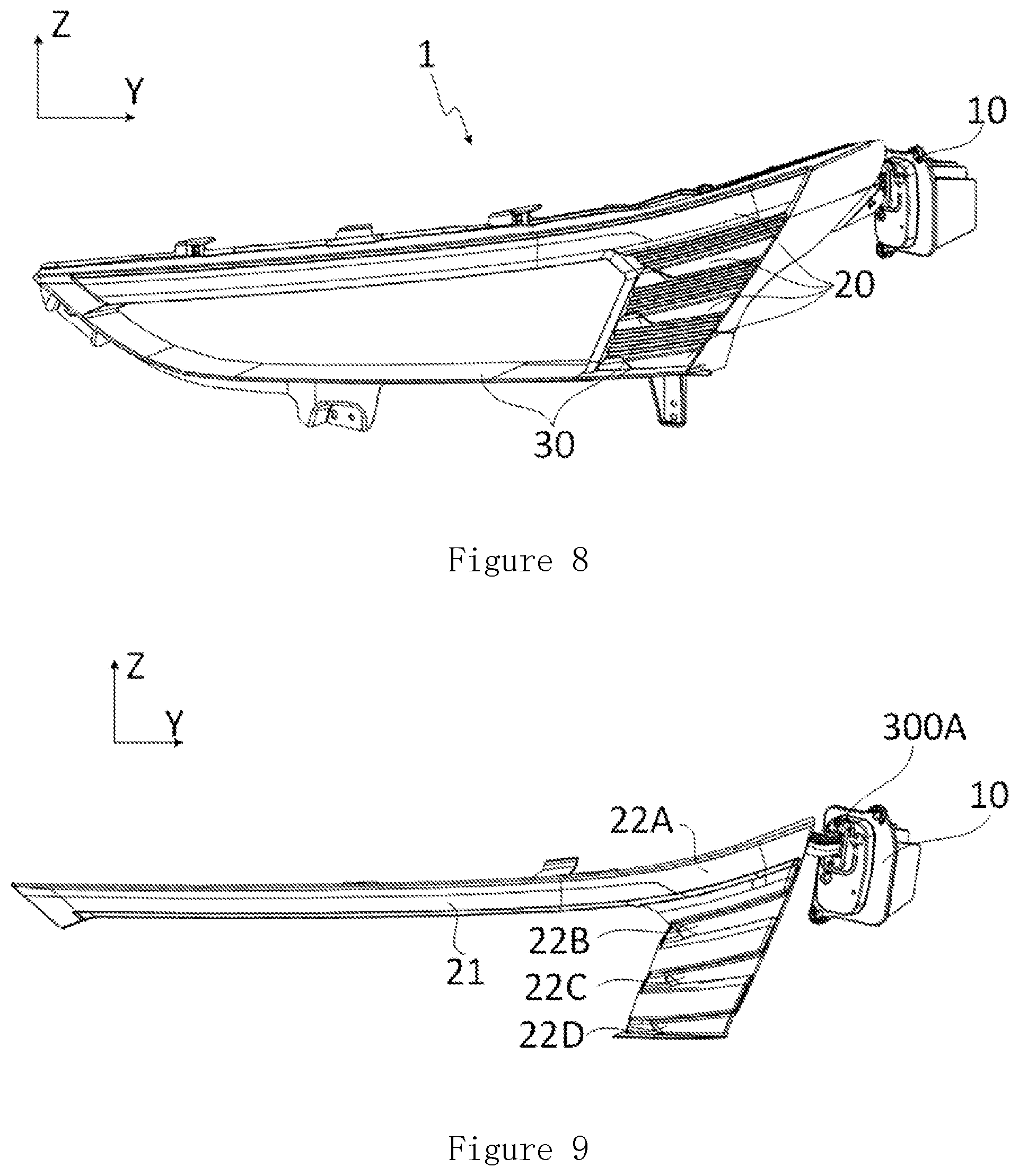 Patent US12320488 Figure 5 – Light guiding device, vehicle lamp and vehicle