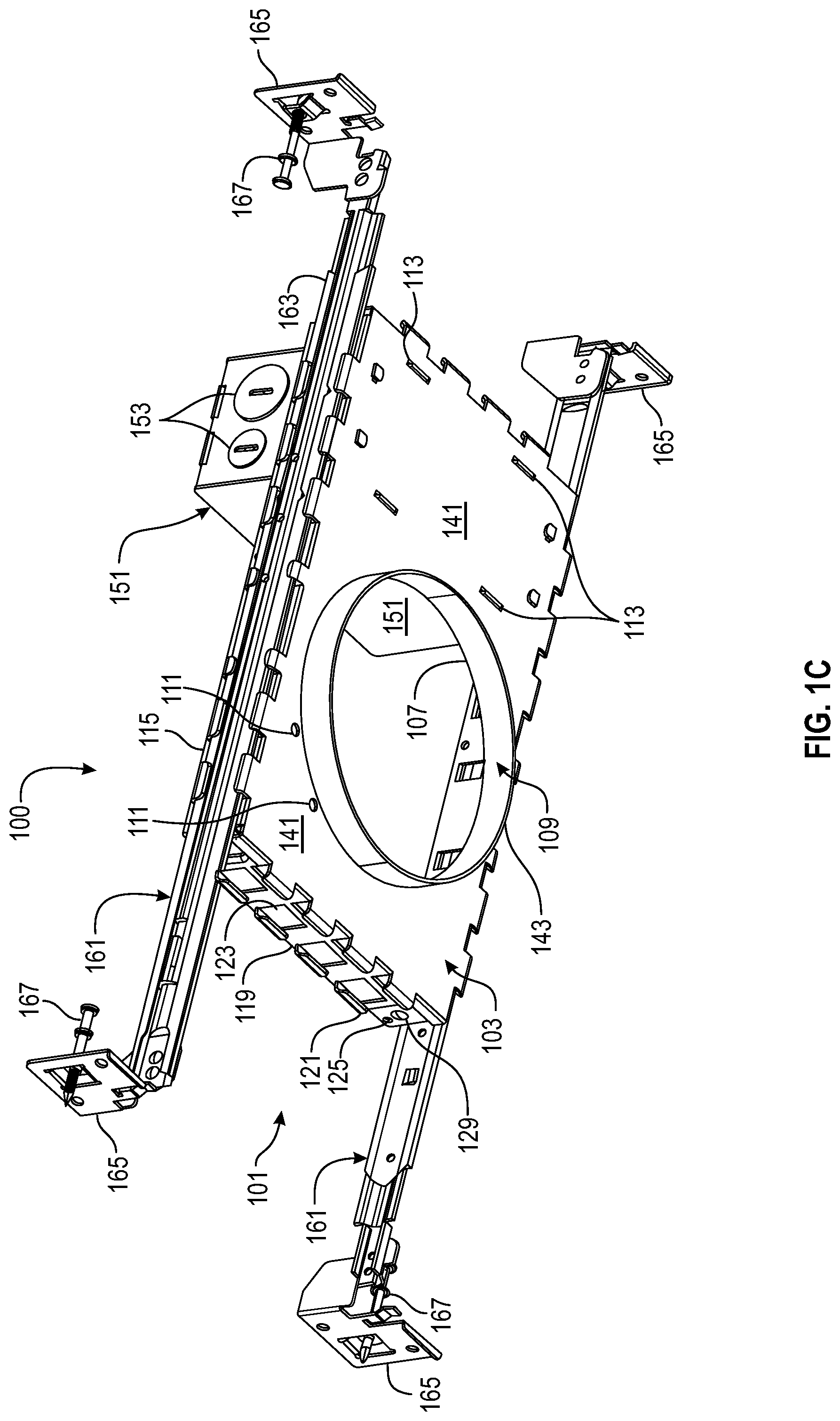 Patent US12320501 Figure 3 – Frame for lighting or junction box and I-bracket