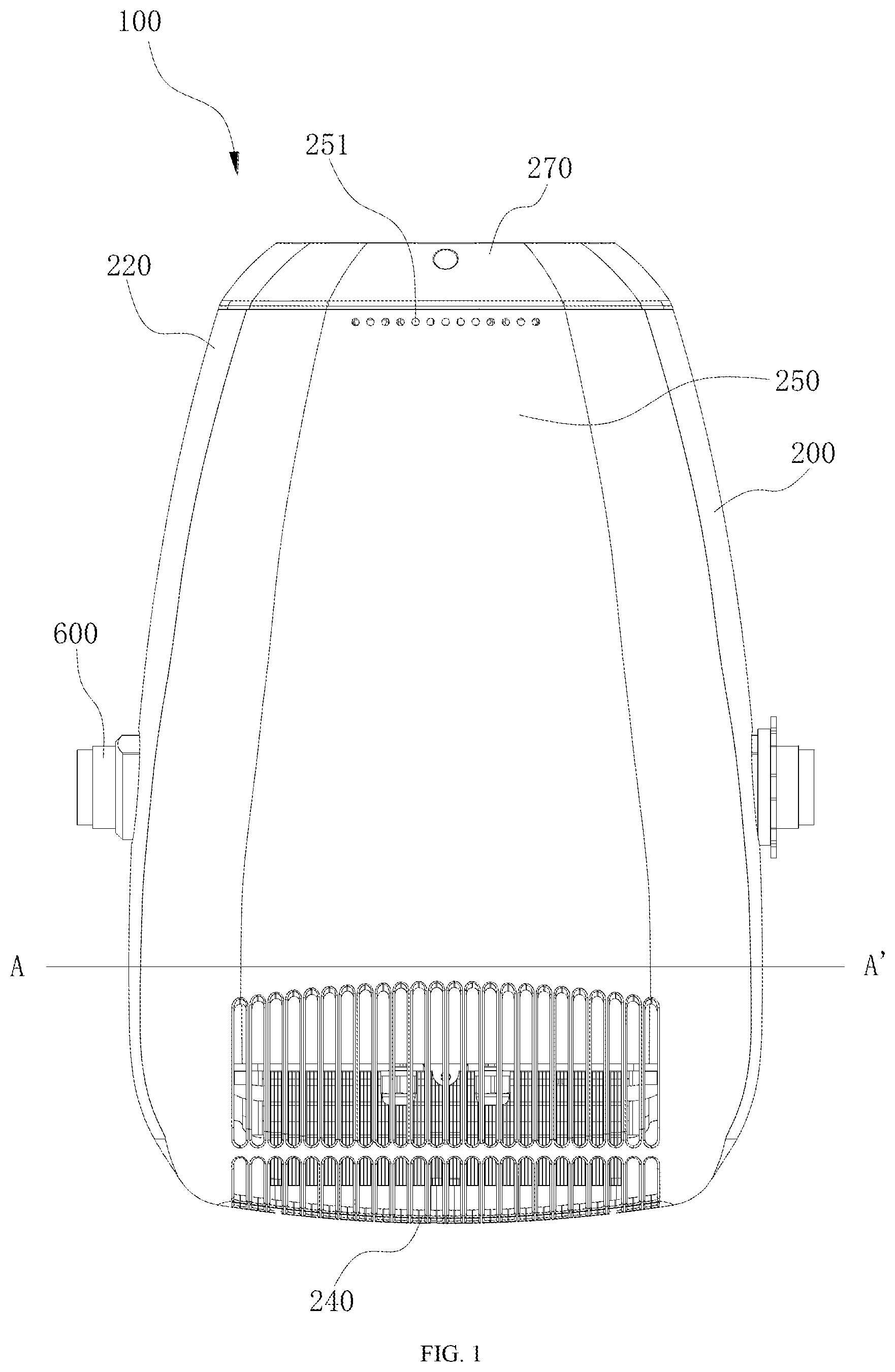 Patent US12320513 Figure 1 – Light head with auxiliary heat dissipation and stage light fixture having same
