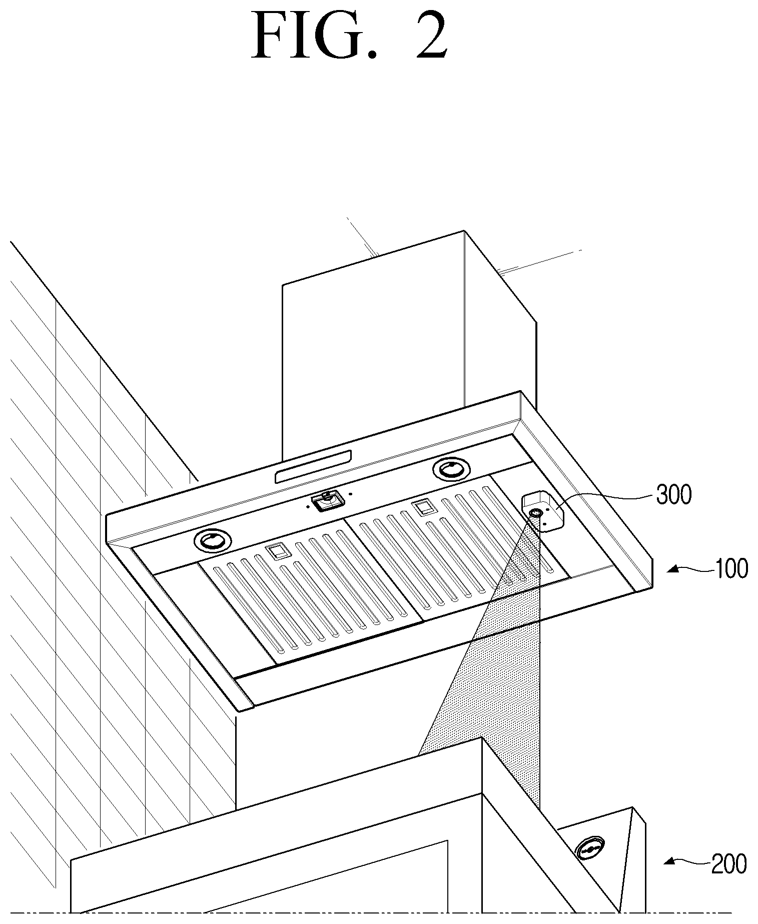 Patent US12320526 Figure 2 – Hood apparatus having temperature sensing device and temperature sensing method