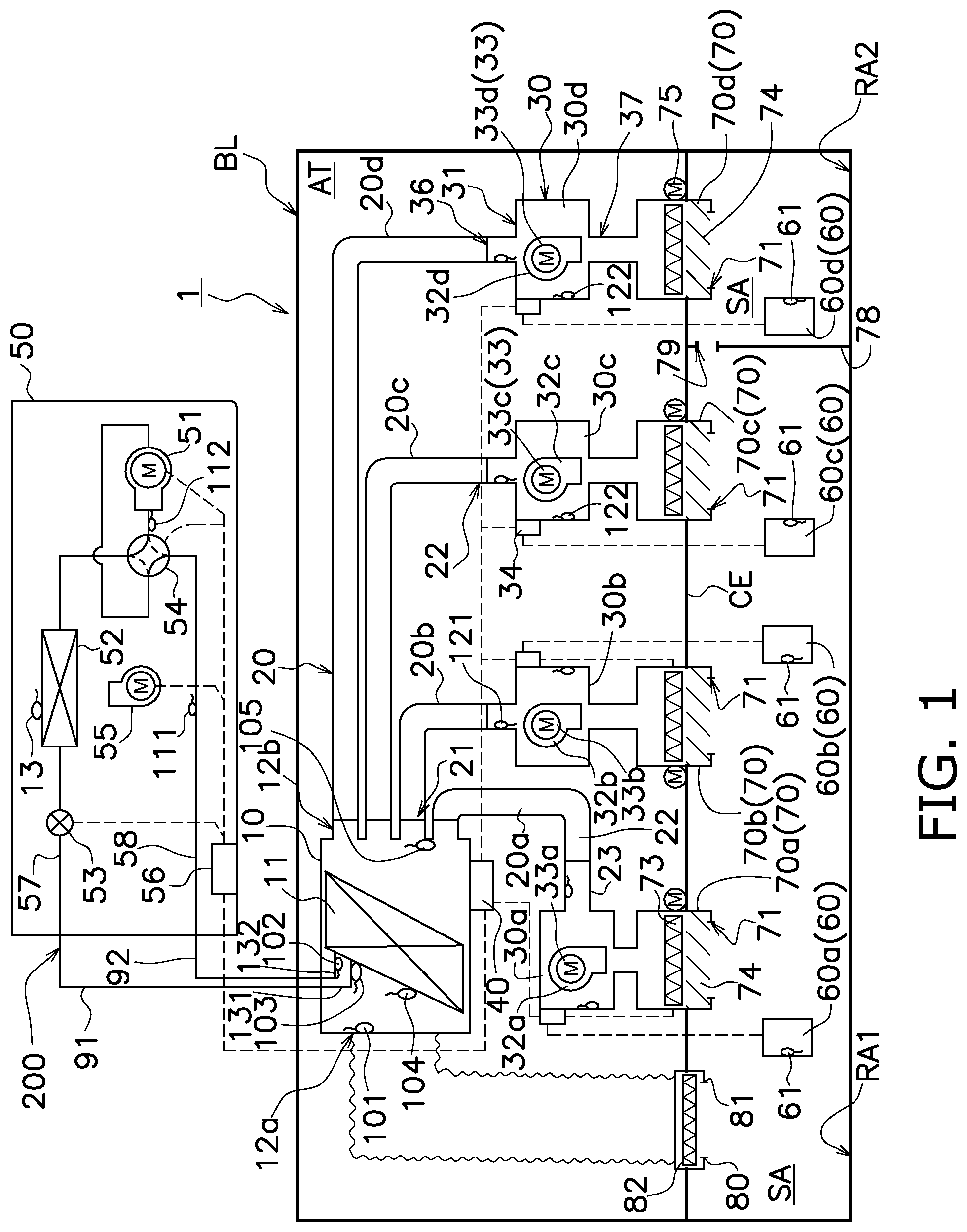 Patent US12320540 Figure 1 – Air conditioning system