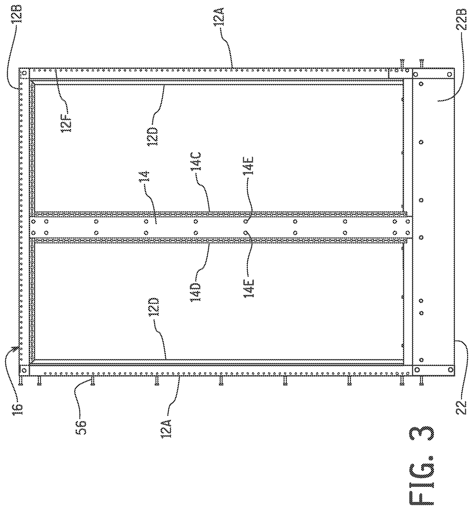 Patent US12320543 Figure 3 – Thermally broken panel assembly for an air handler cabinet