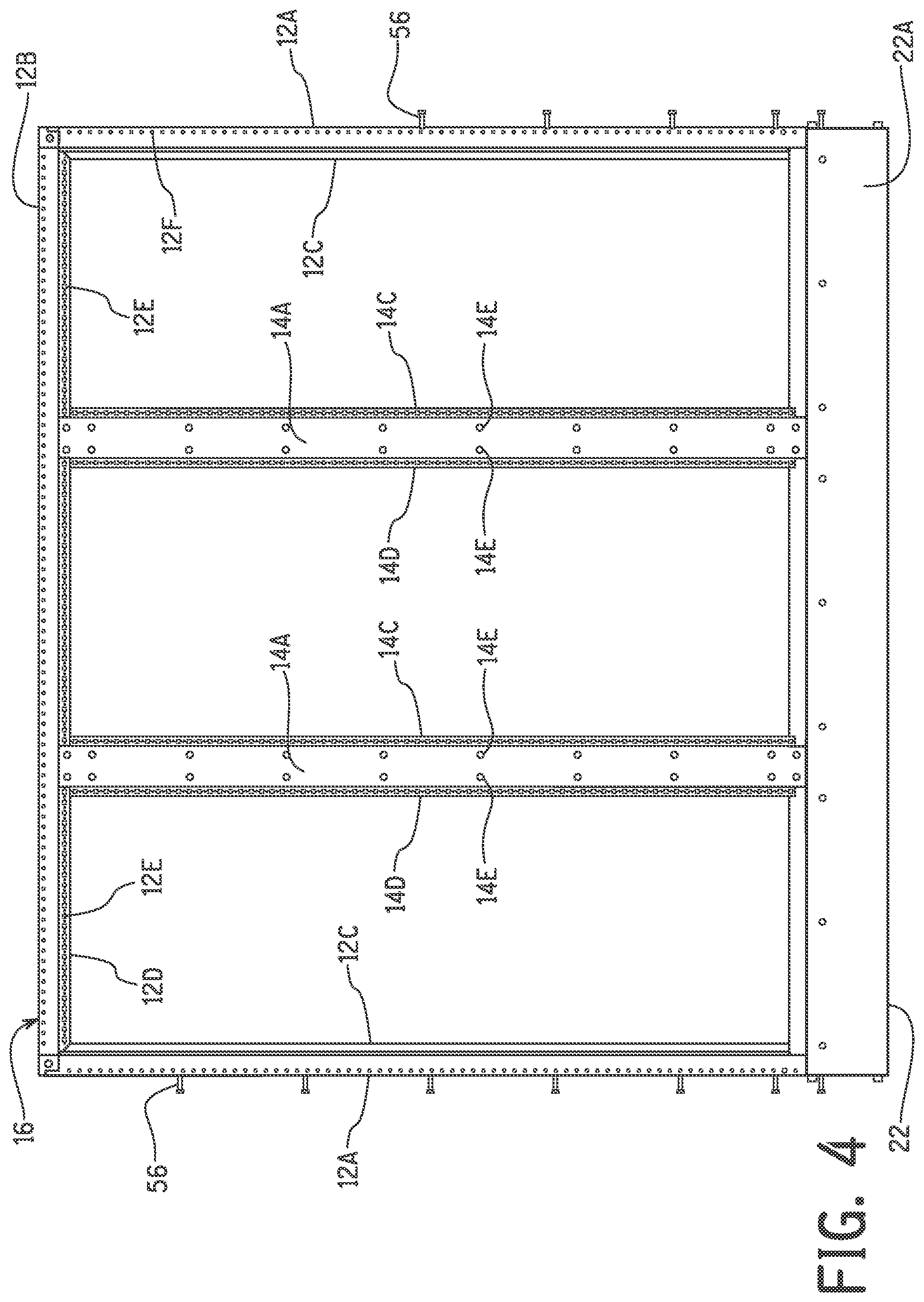 Patent US12320543 Figure 4 – Thermally broken panel assembly for an air handler cabinet