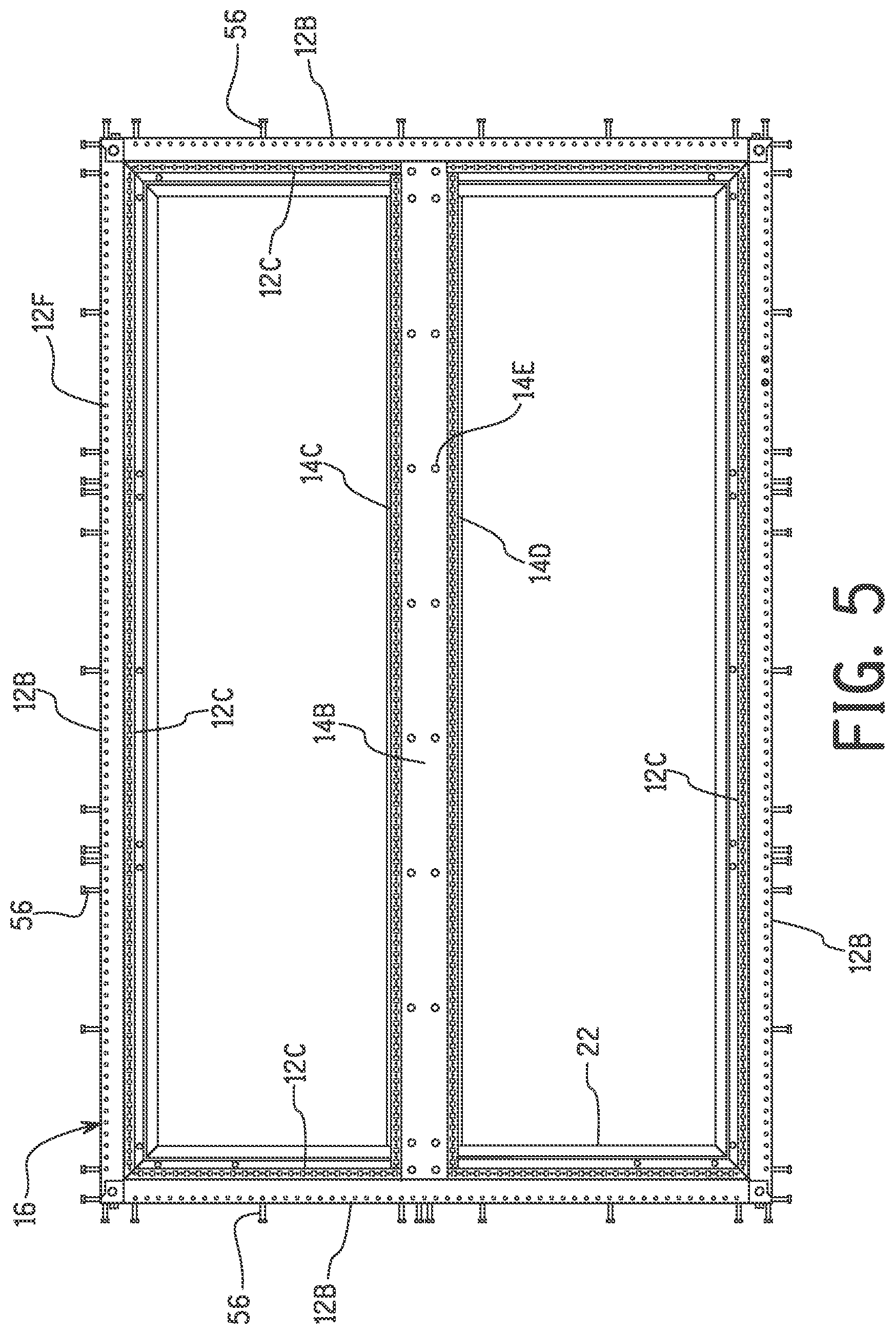 Patent US12320543 Figure 5 – Thermally broken panel assembly for an air handler cabinet