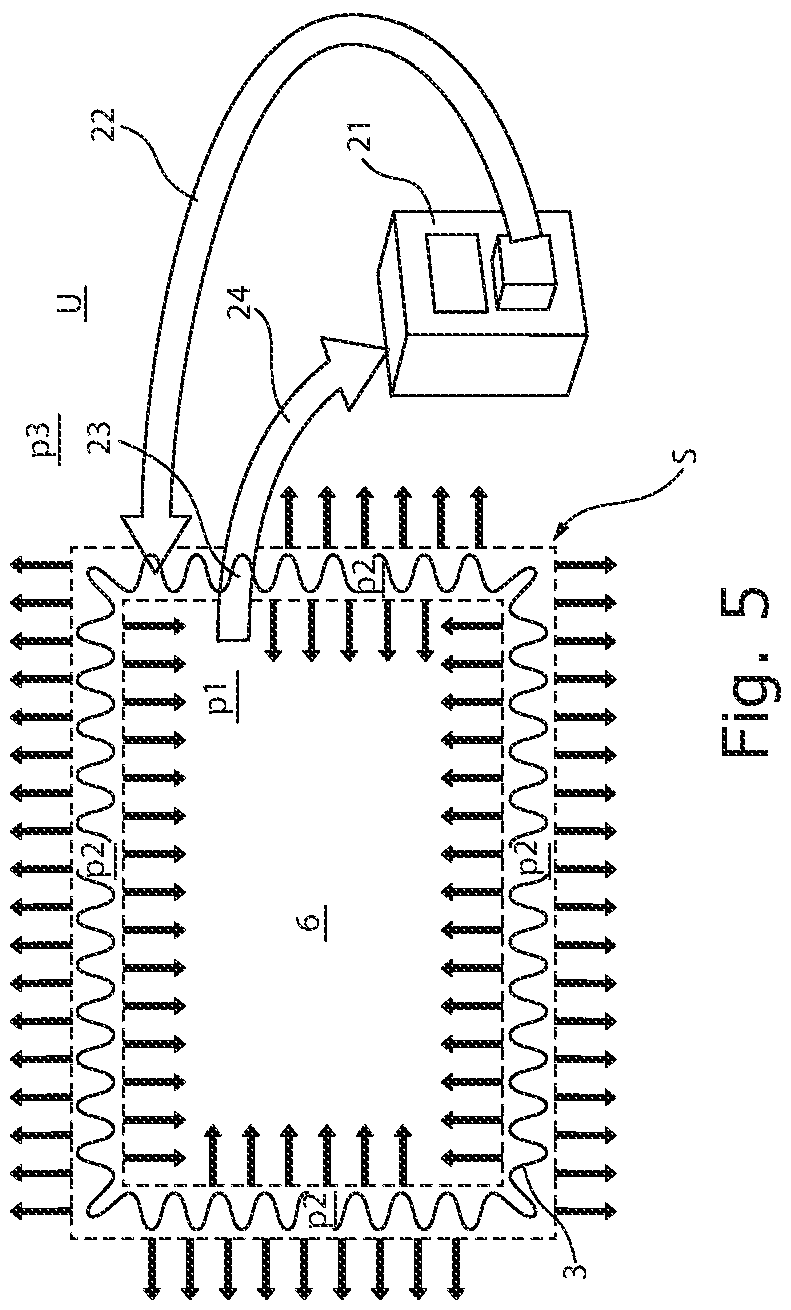 Patent US12320546 Figure 5 – Apparatus having a protective envelope, use thereof, and method for operating a room region