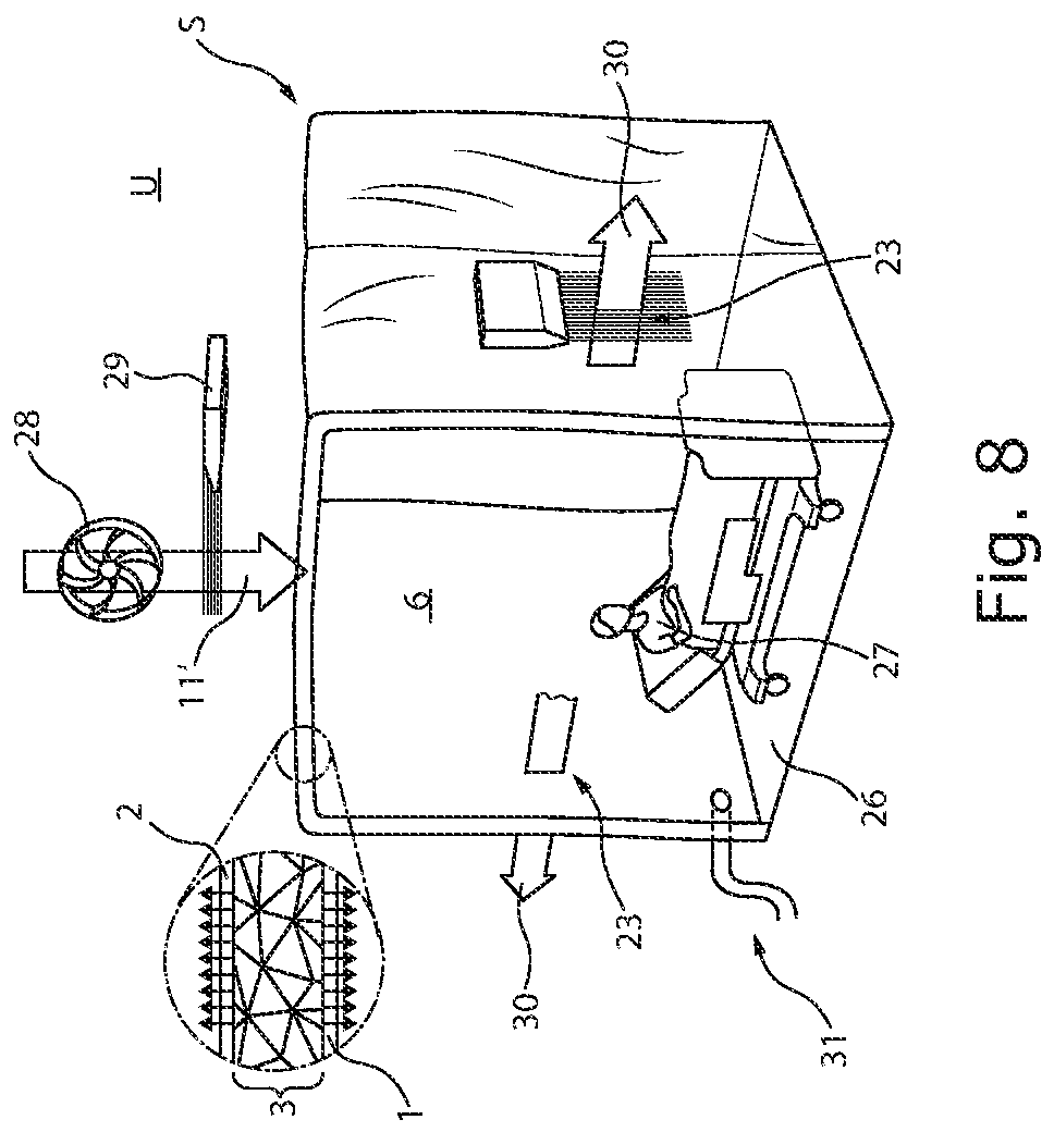 Patent US12320546 Figure 8 – Apparatus having a protective envelope, use thereof, and method for operating a room region