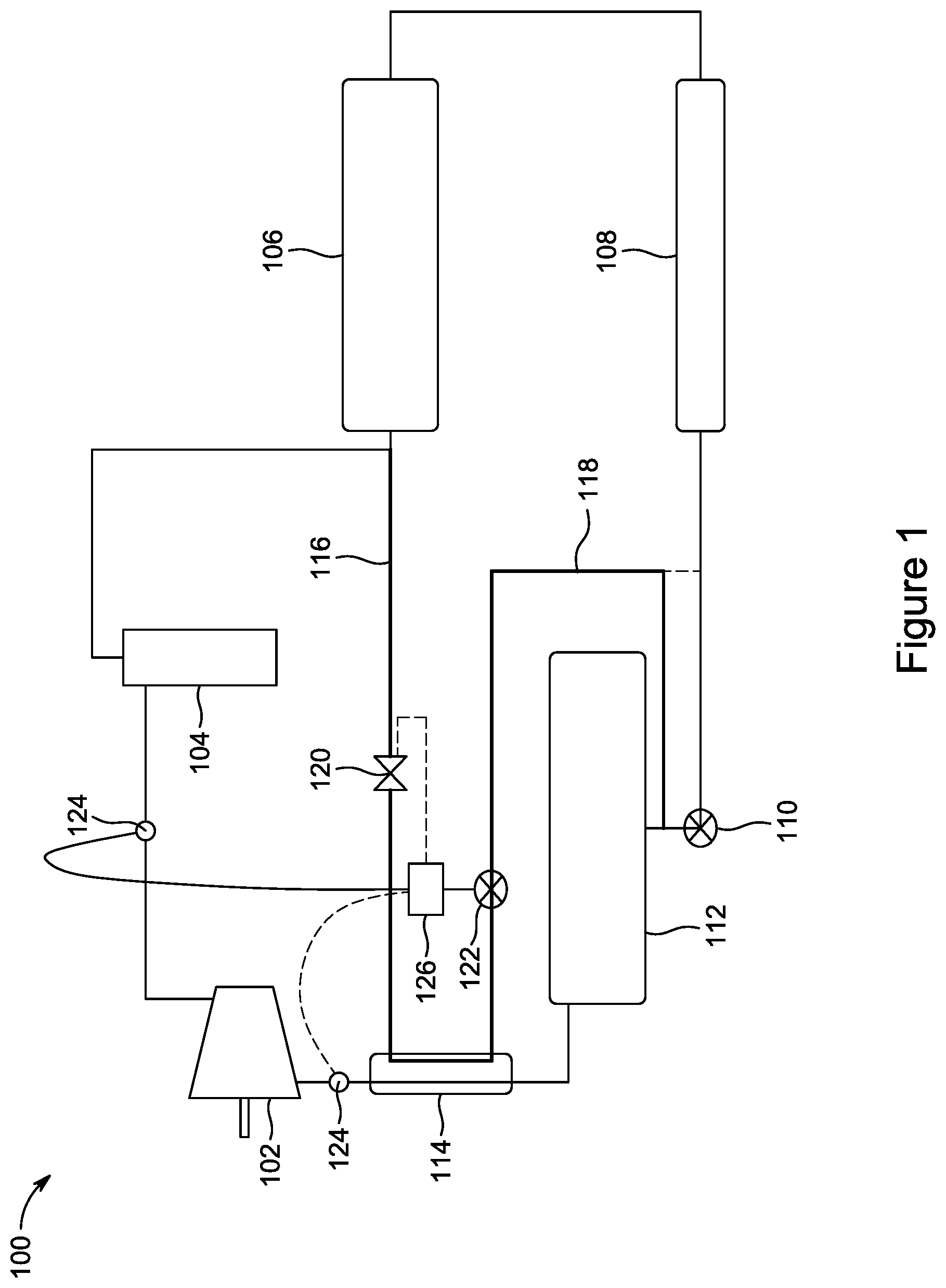 Patent US12320566 Figure 1 – Suction gas heat exchanger control and utilization
