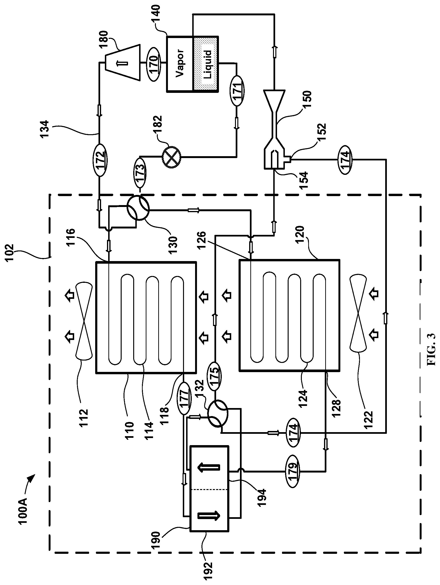 Patent US12320569 Figure 3 – Climate control systems having ejector cooling for use with moderate to high glide working fluids and methods for operation thereof
