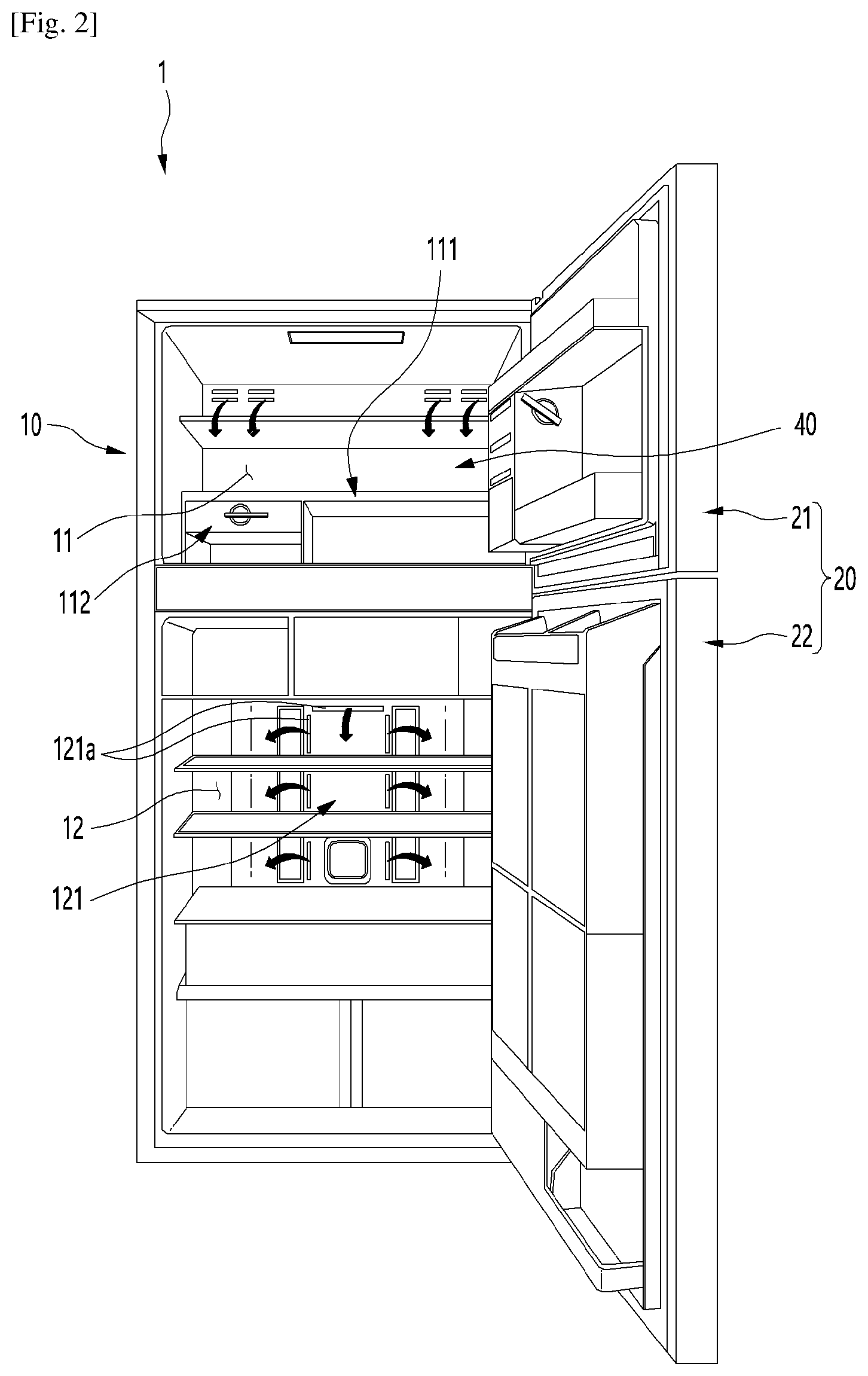 Patent US12320574 Figure 2 – Refrigerator