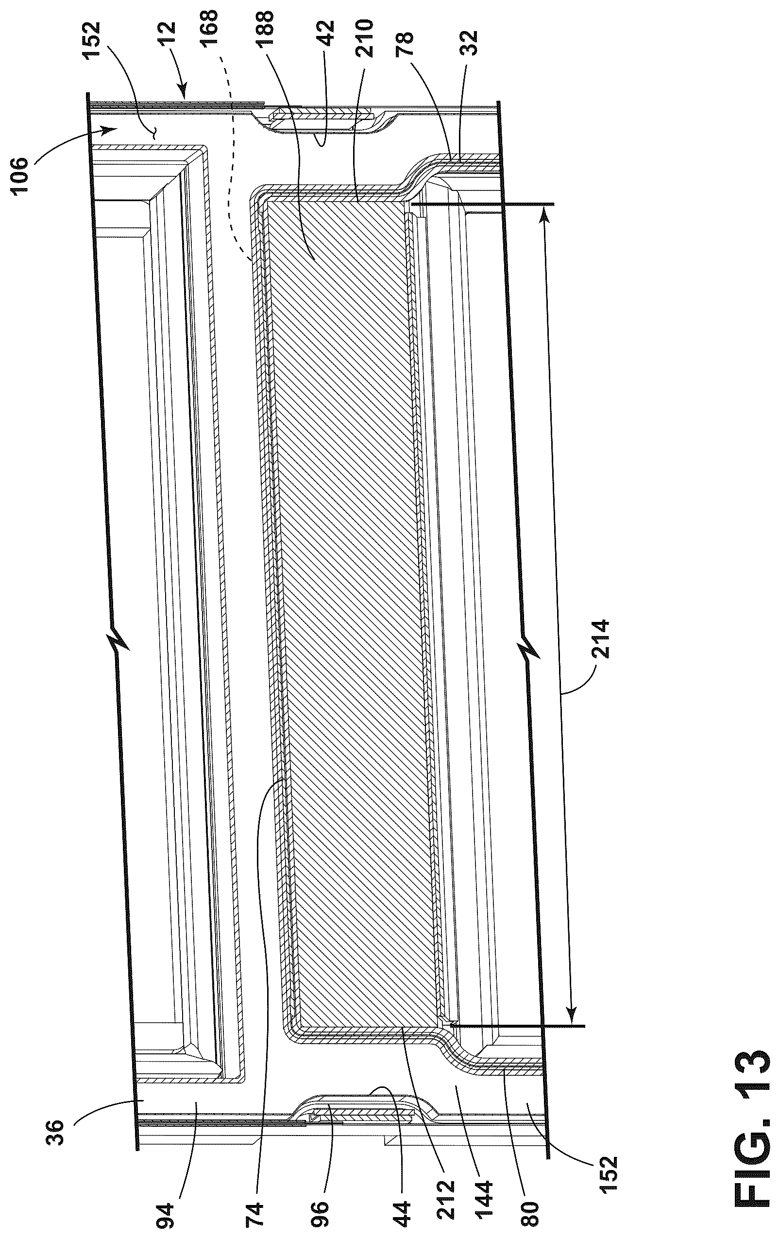 Patent US12320577 Figure 13 – Refrigerator cabinet with a trim breaker and vacuum insulated panel associated with the trim breaker