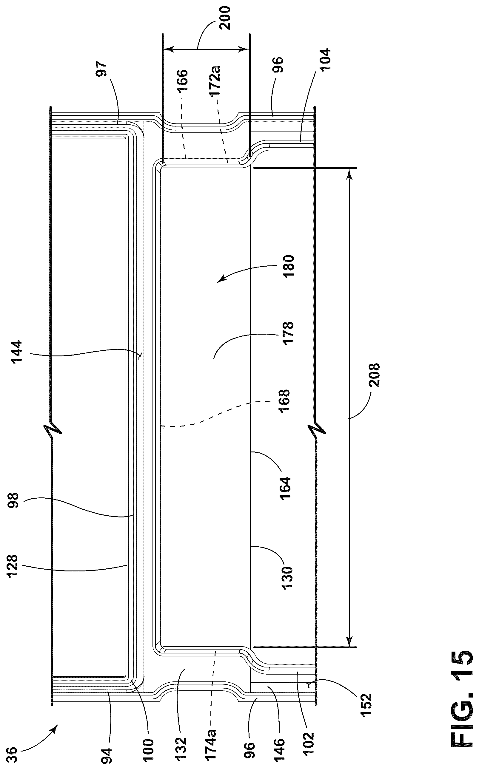 Patent US12320577 Figure 15 – Refrigerator cabinet with a trim breaker and vacuum insulated panel associated with the trim breaker