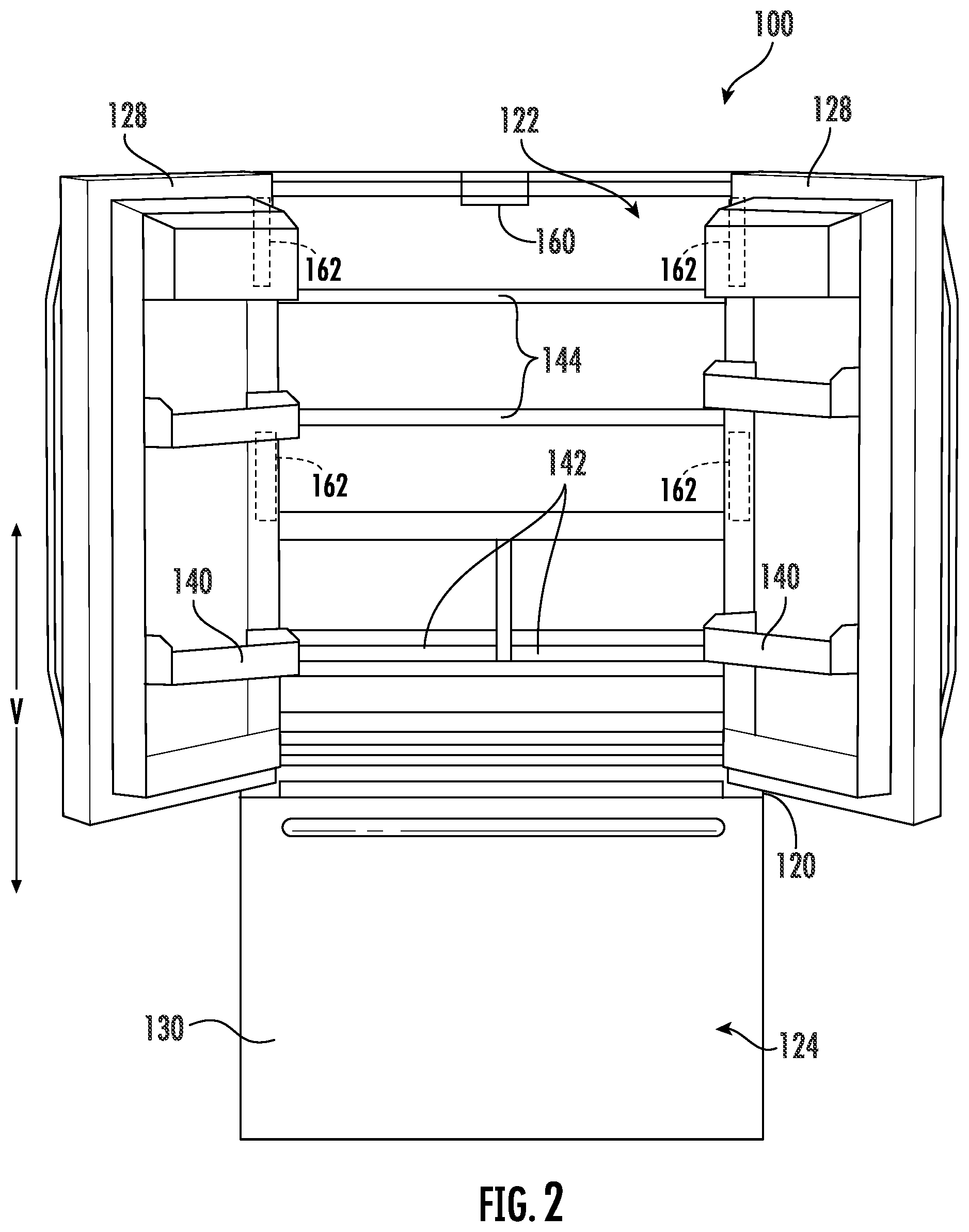 Patent US12320580 Figure 2 – Refrigerator appliance and methods of item location identification