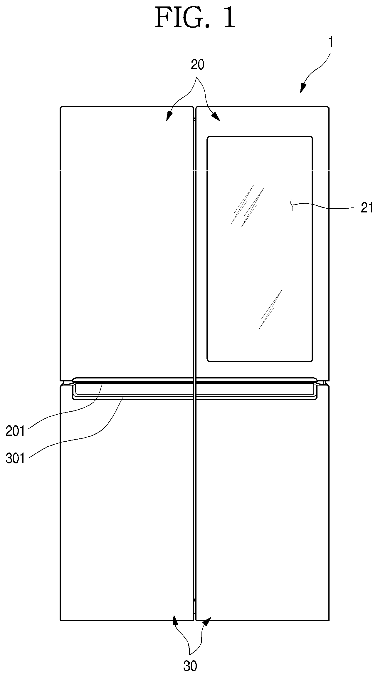 Patent US12320582 Figure 1 – Refrigerator