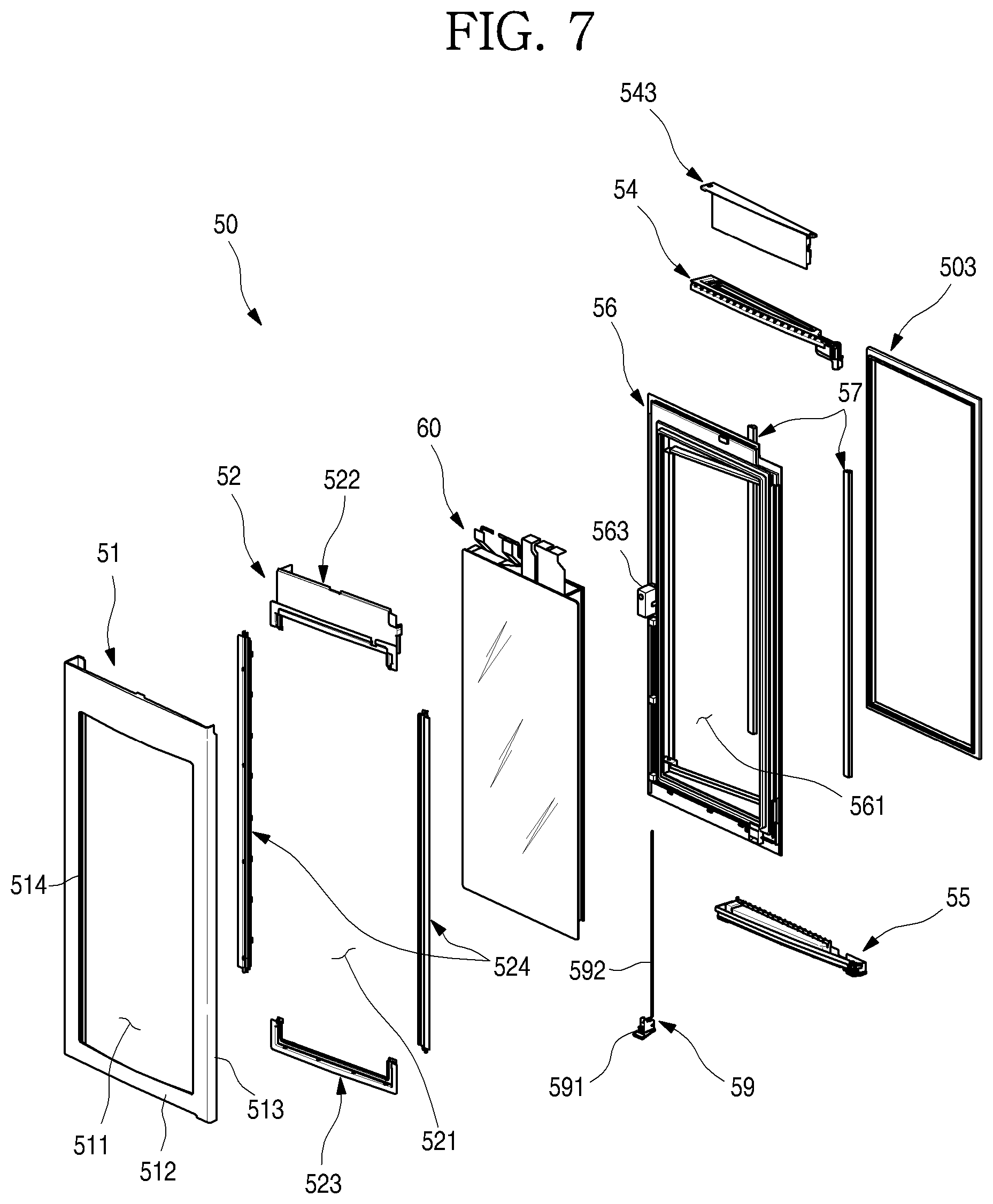 Patent US12320582 Figure 7 – Refrigerator