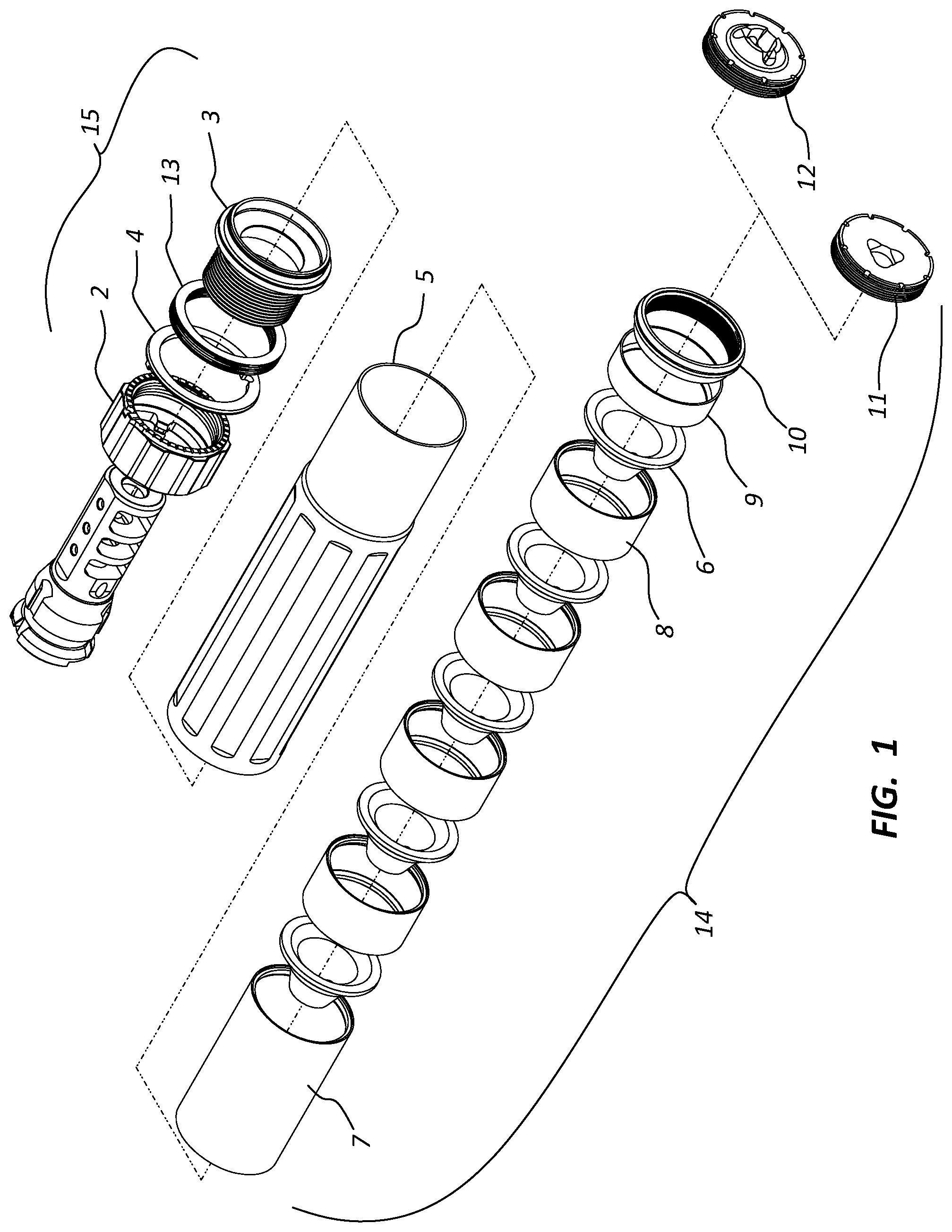 Patent US12320602 Figure 1 – Firearm muzzle attachment apparatus