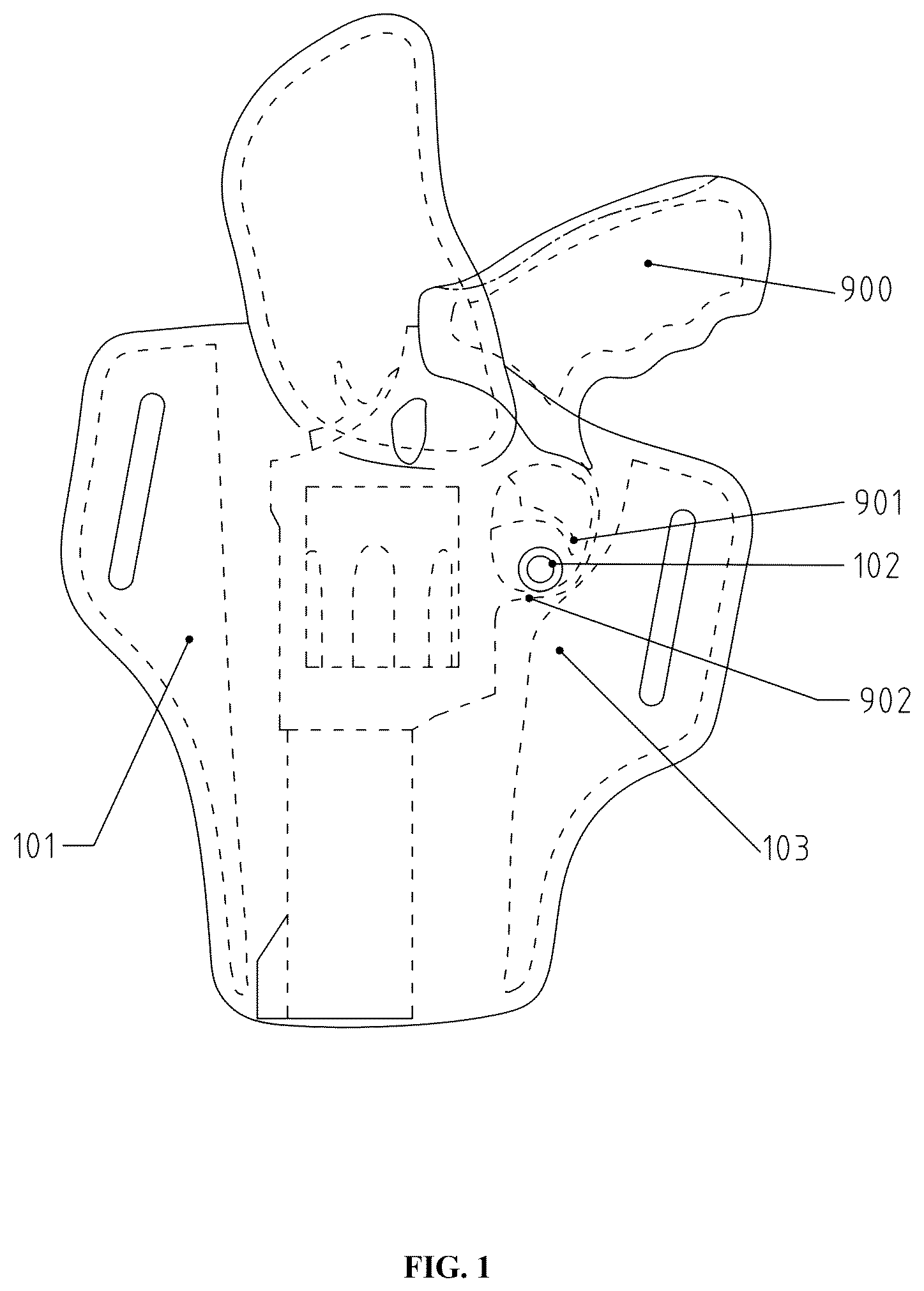 Patent US12320616 Figure 1 – Quick-pull leather holster with compartment and single-side lock function