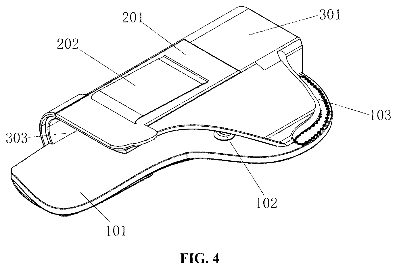 Patent US12320616 Figure 4 – Quick-pull leather holster with compartment and single-side lock function