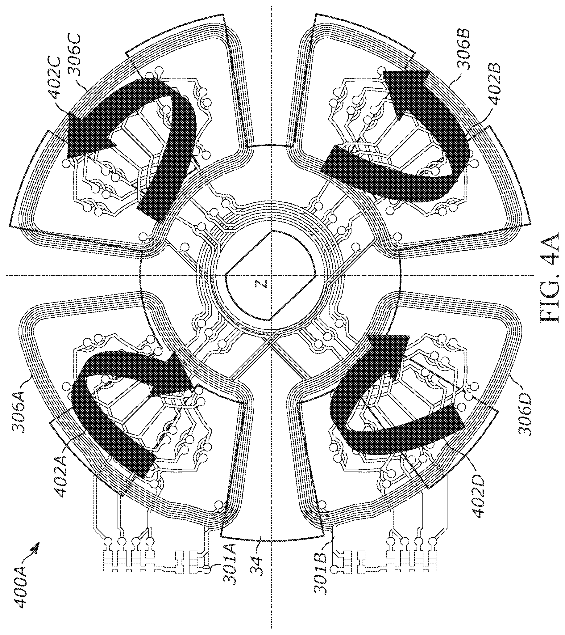 Patent US12320638 Figure 4 – Reduced offset error configuration for a rotary inductive sensor