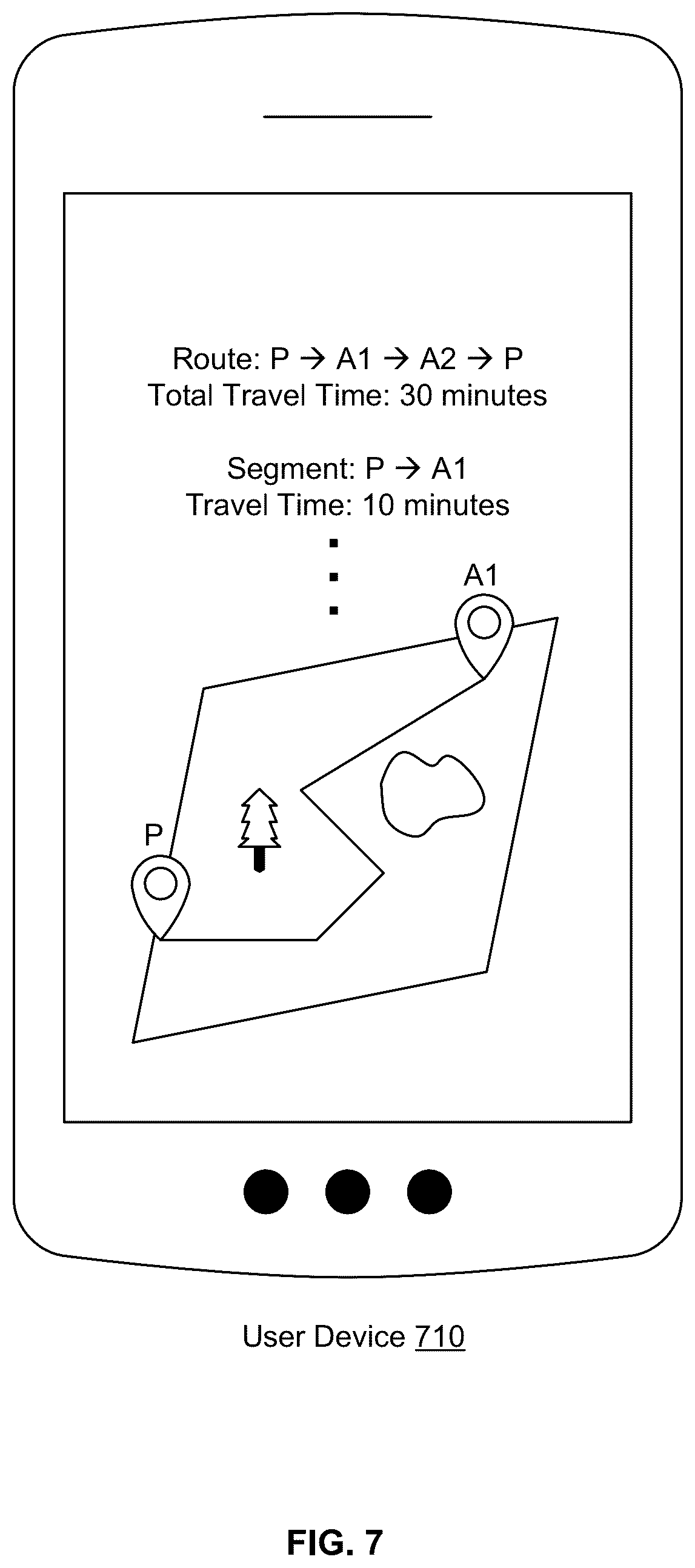Patent US12320648 Figure 7 – Artificial intelligence model-based travel time estimation