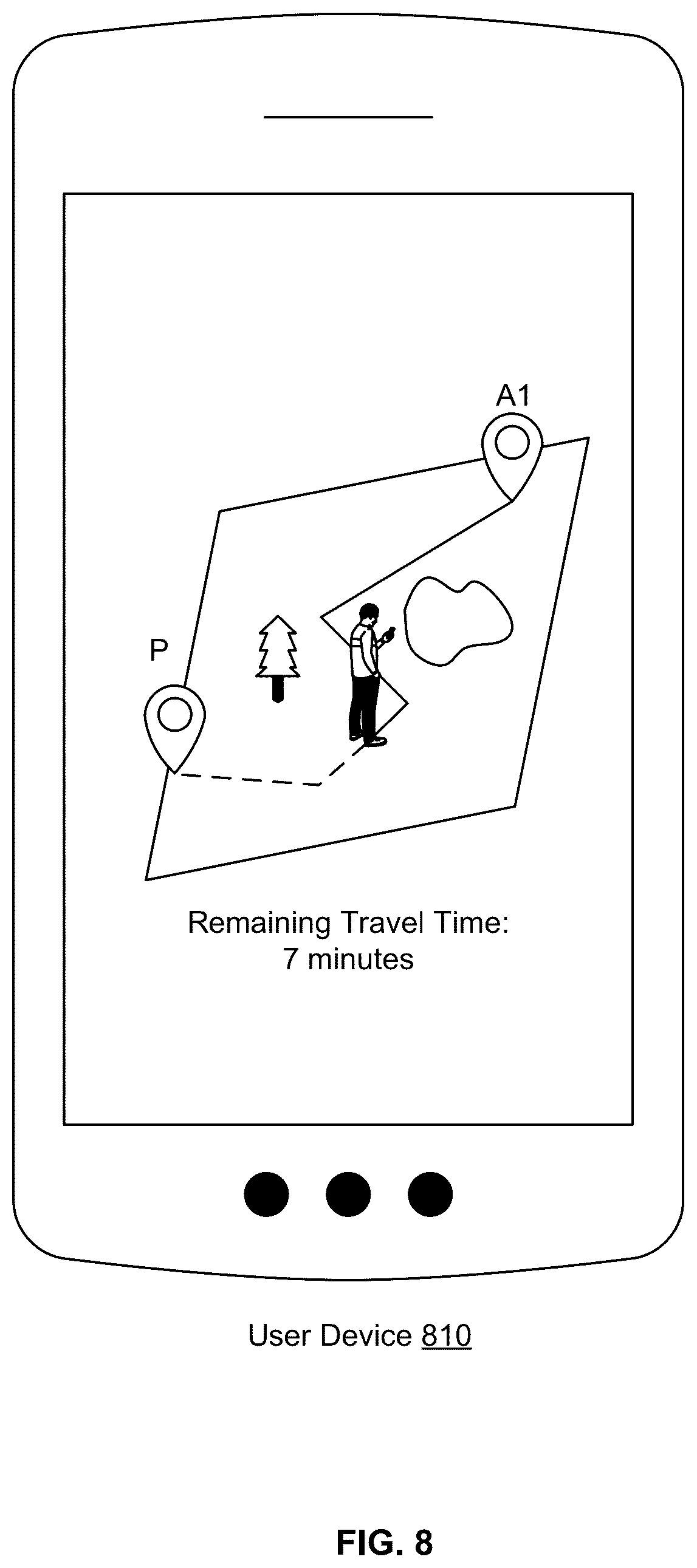 Patent US12320648 Figure 8 – Artificial intelligence model-based travel time estimation