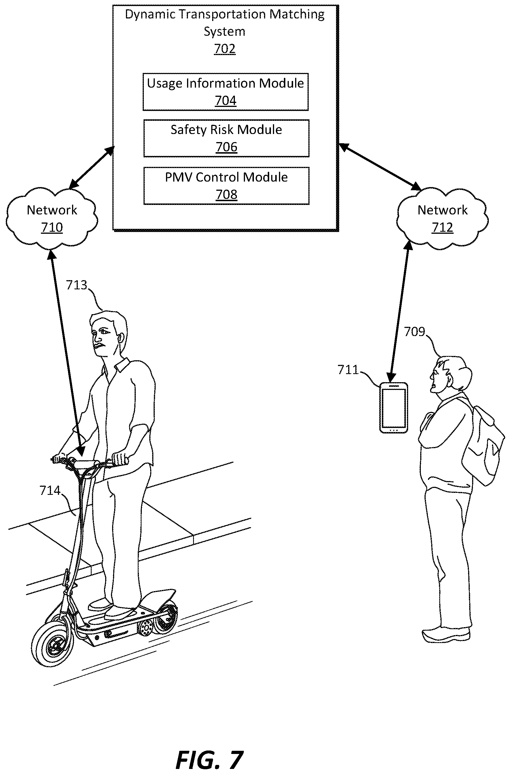 Patent US12320652 Figure 7 – Apparatuses, systems, and methods for increasing safety in personal mobility vehicle operation