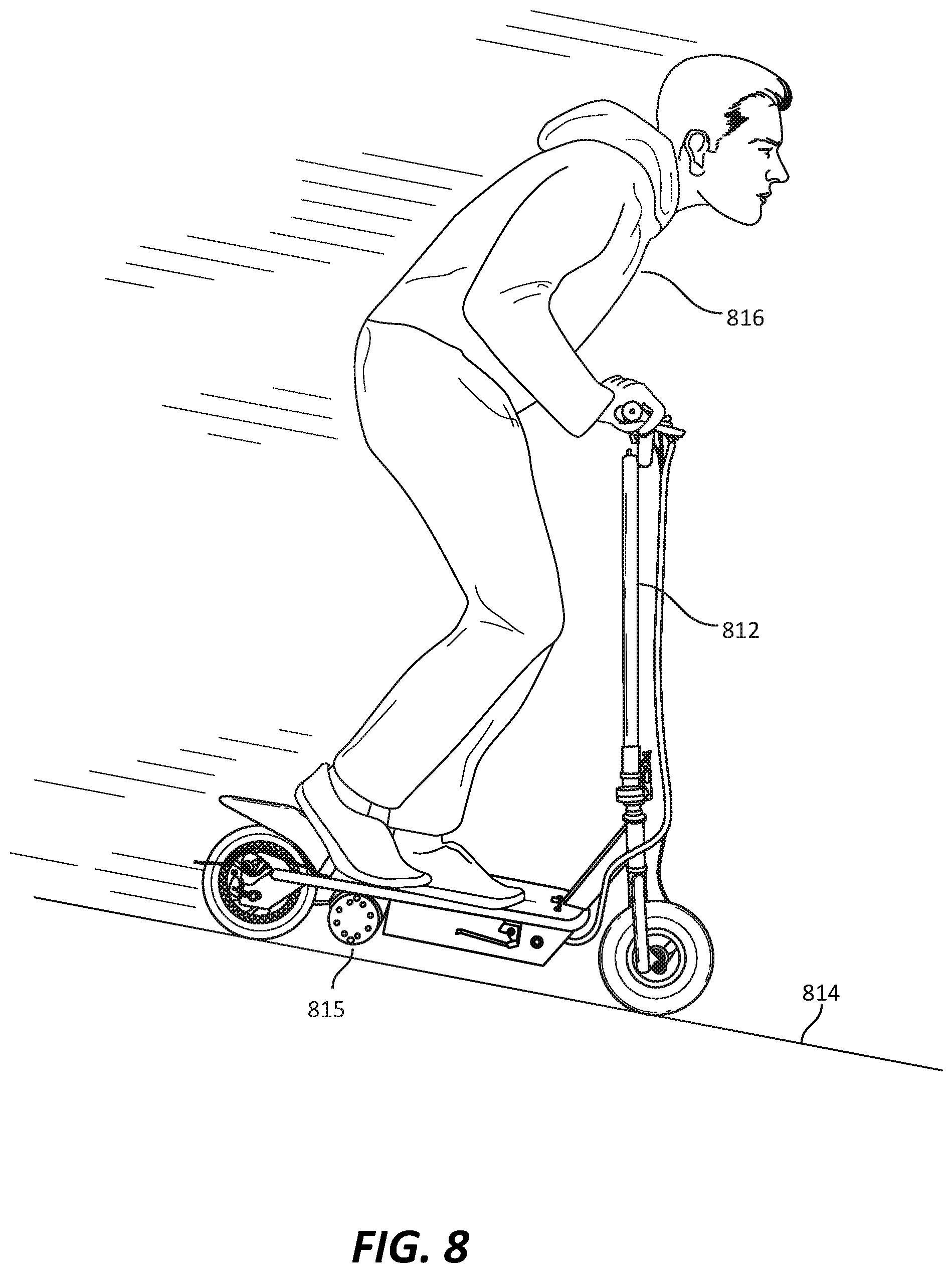 Patent US12320652 Figure 8 – Apparatuses, systems, and methods for increasing safety in personal mobility vehicle operation