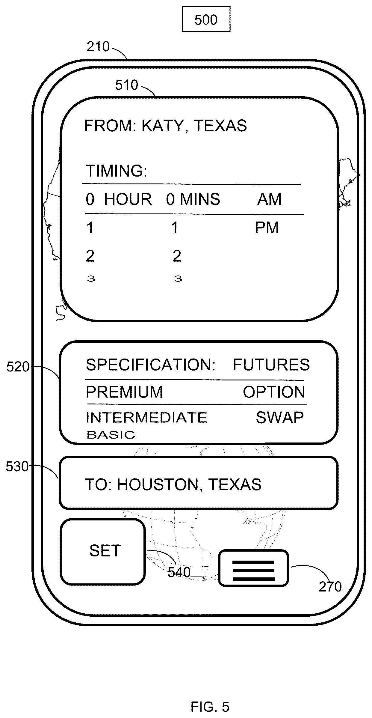 Patent US12320654 Figure 5 – Financial swap index method and system on transportation capacity units and trading derivative products based thereon