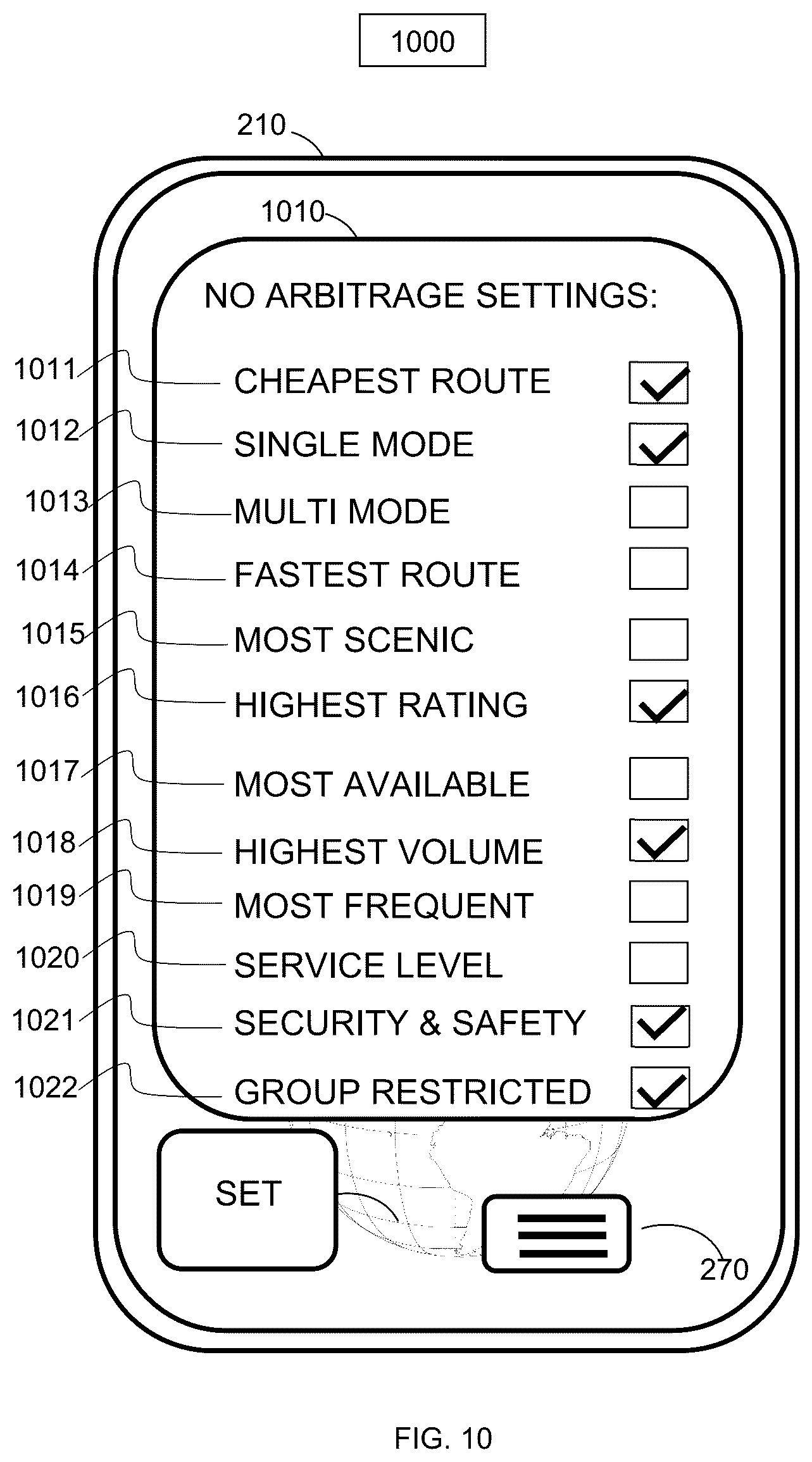 Patent US12320654 Figure 10 – Financial swap index method and system on transportation capacity units and trading derivative products based thereon