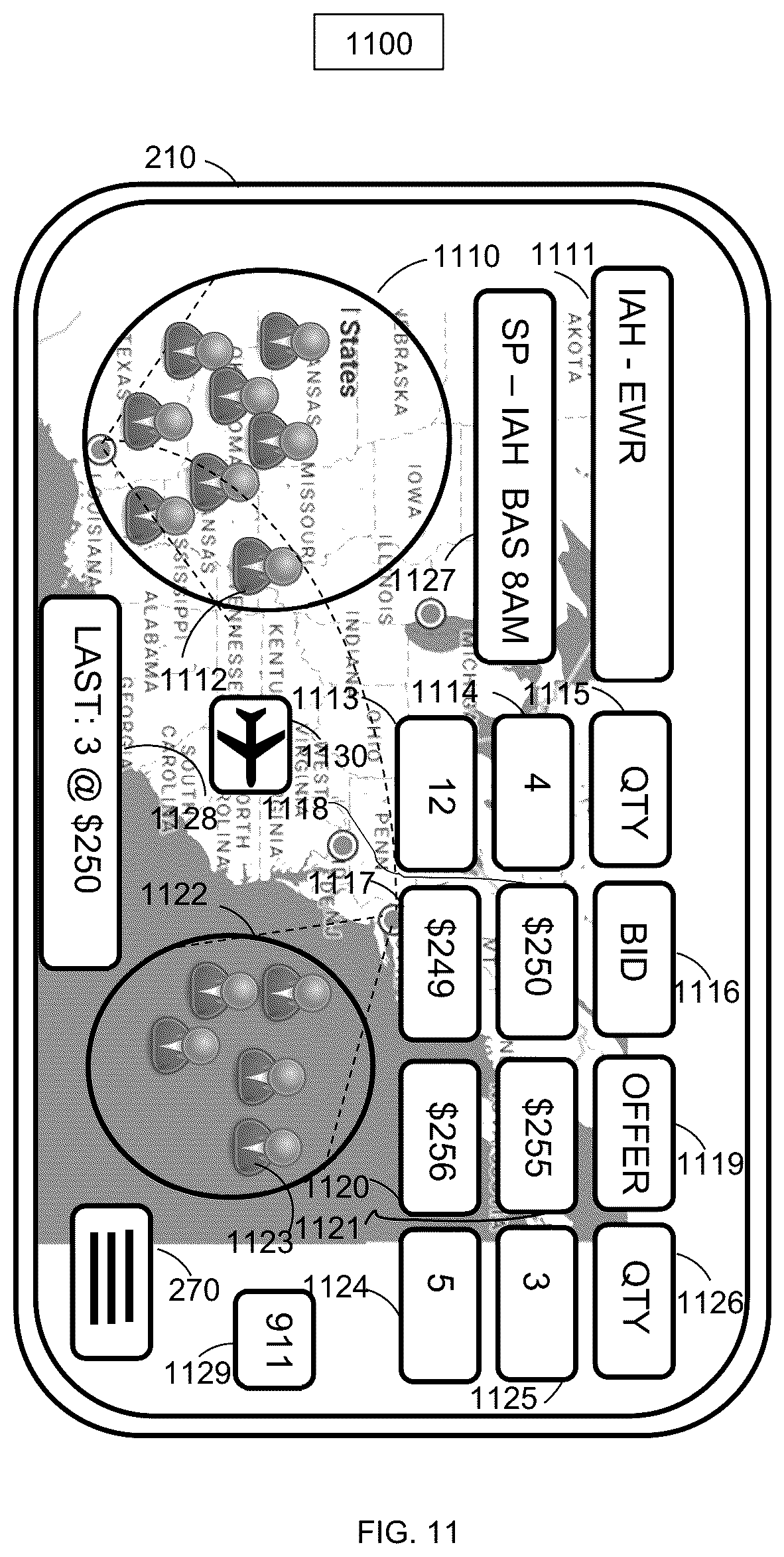Patent US12320654 Figure 11 – Financial swap index method and system on transportation capacity units and trading derivative products based thereon