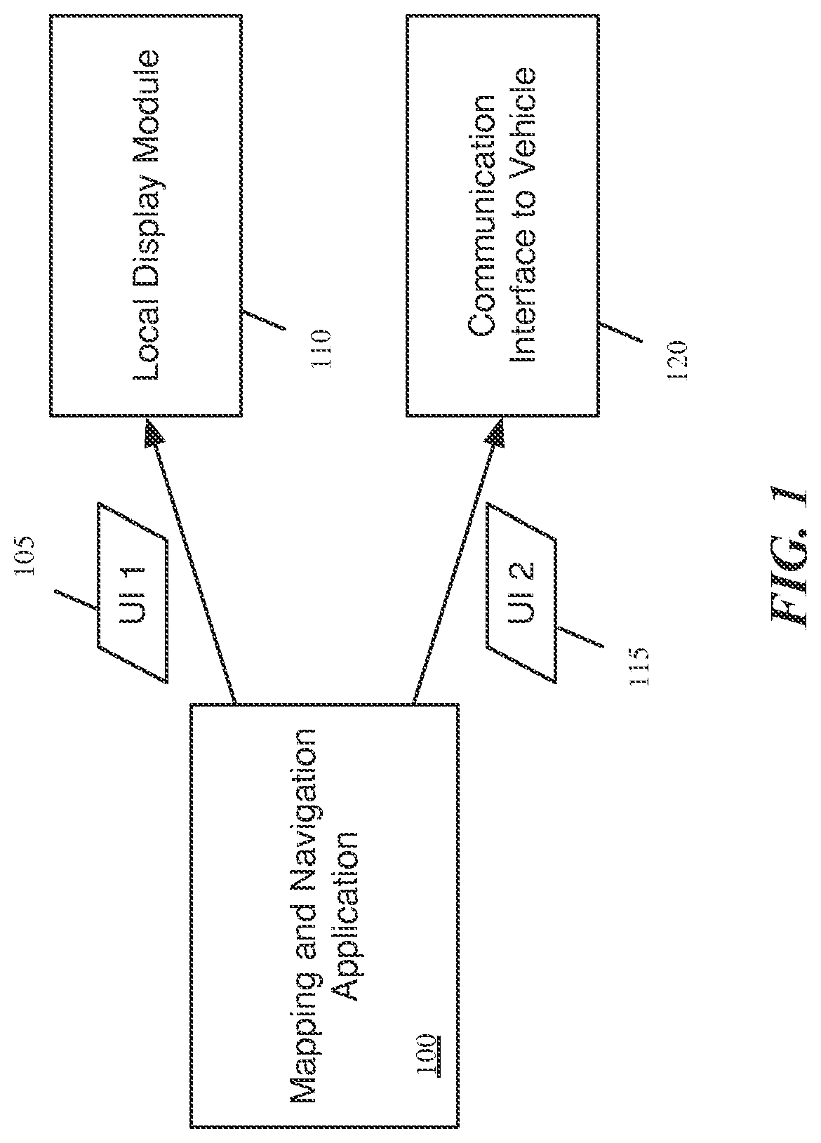 Patent US12320661 Figure 1 – Mapping application with turn-by-turn navigation mode for output to vehicle display