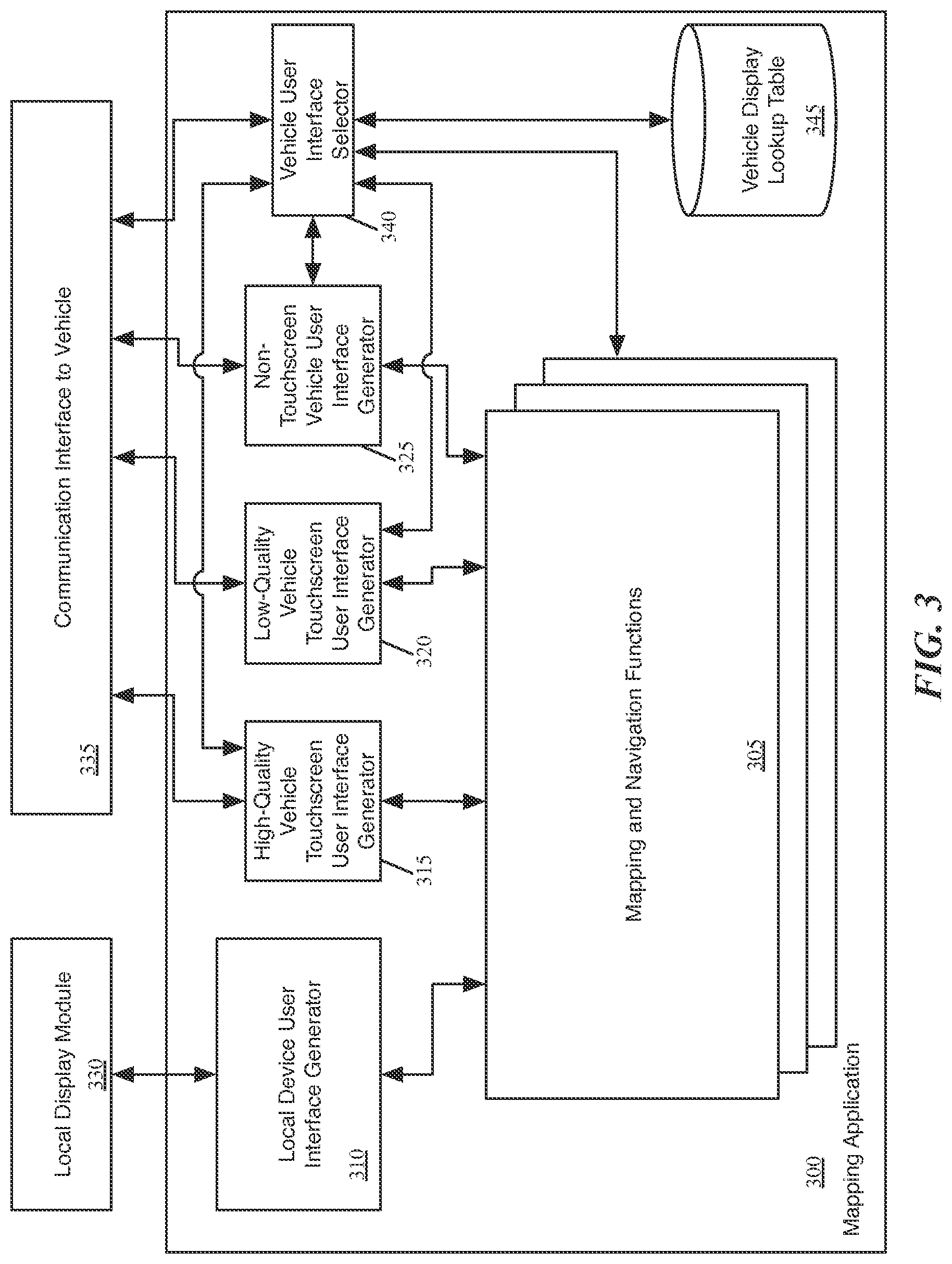 Patent US12320661 Figure 3 – Mapping application with turn-by-turn navigation mode for output to vehicle display