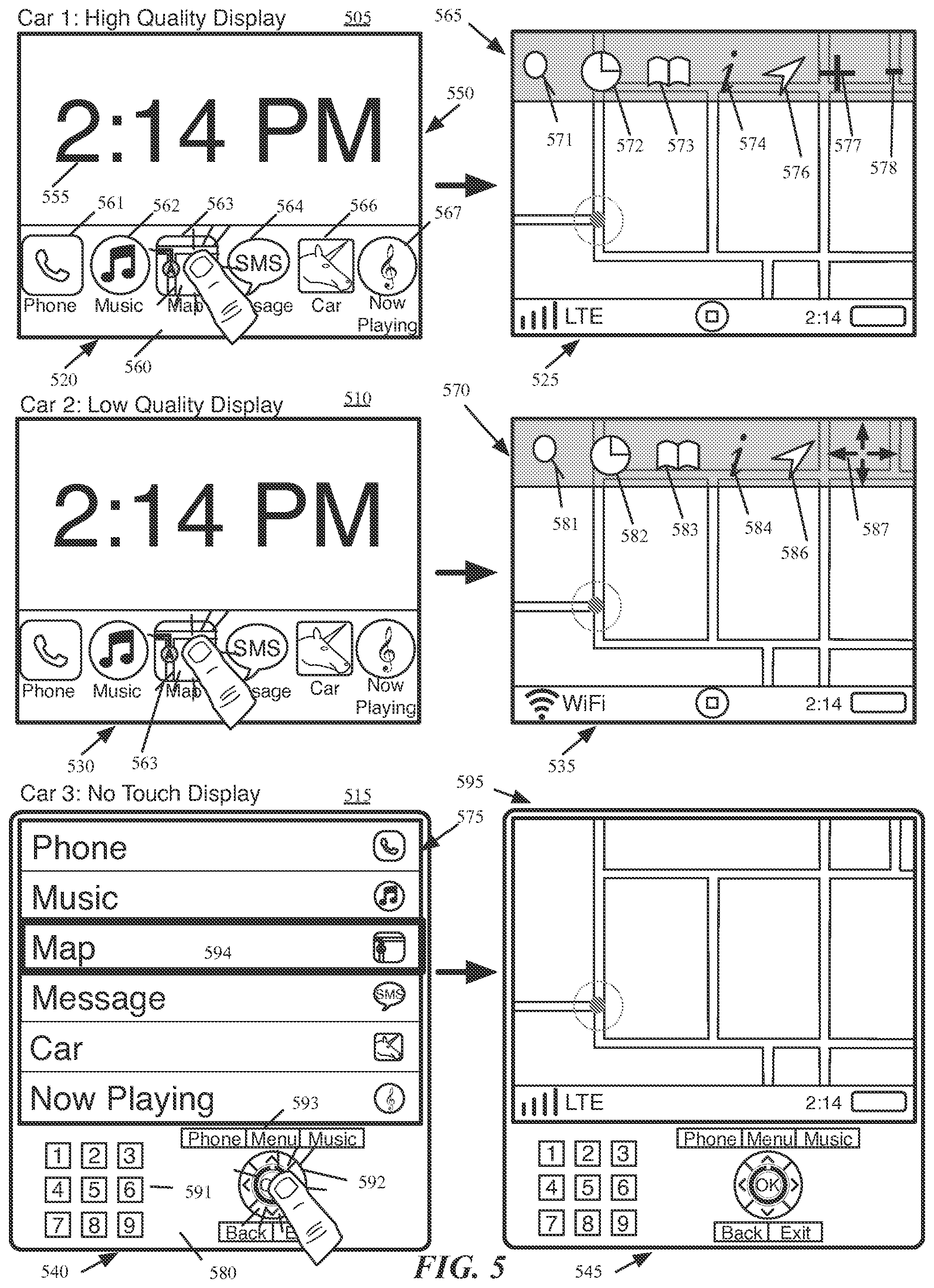 Patent US12320661 Figure 5 – Mapping application with turn-by-turn navigation mode for output to vehicle display