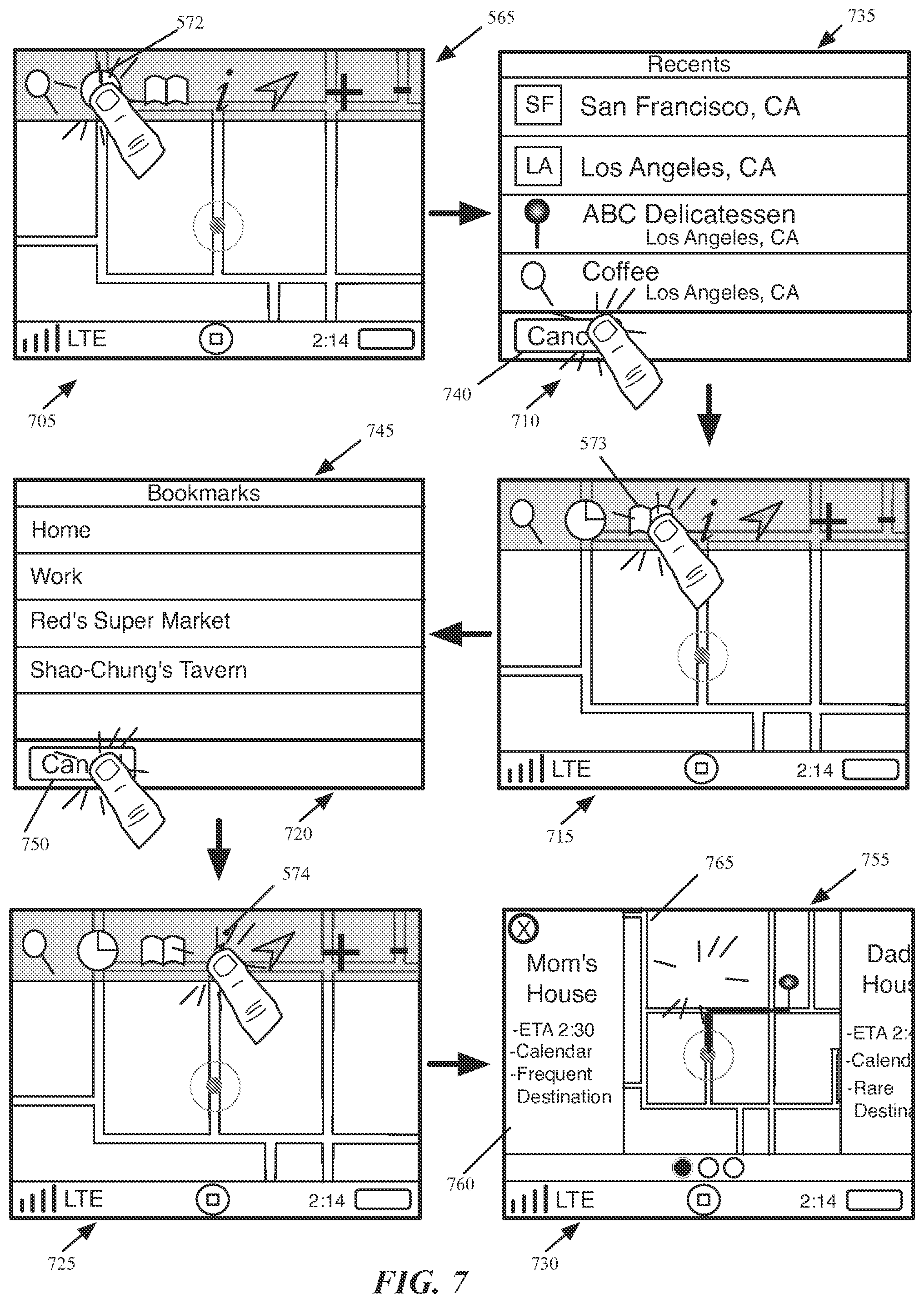 Patent US12320661 Figure 7 – Mapping application with turn-by-turn navigation mode for output to vehicle display